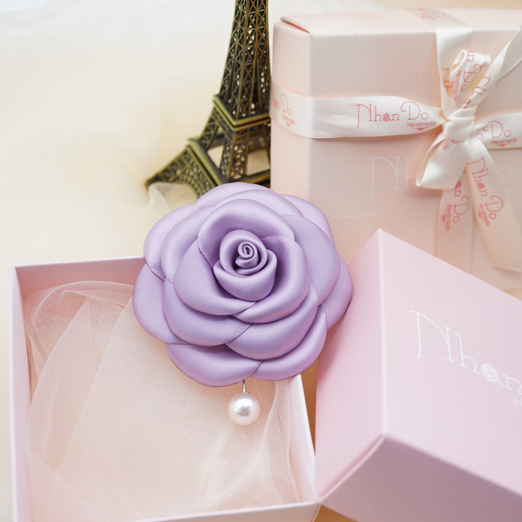 Silk Rose Flower Pin Brooch By NhanDo Handmade – COLOURFUL Floral Brooch Pin, Handmade Gift Ideas, Gift for her, Gift For Mom, Bridesmaid gift, valentines day gifts