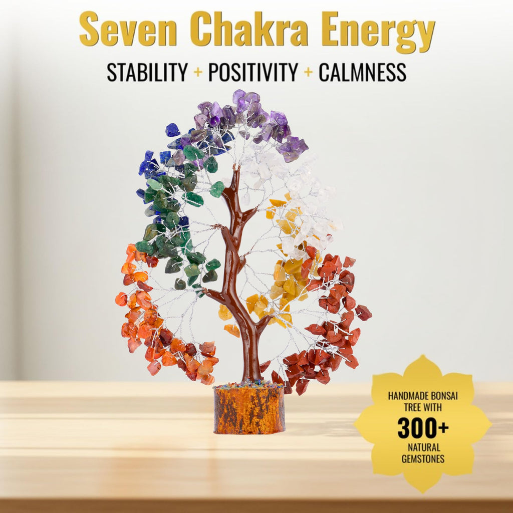 7 Chakra Healing Crystal Tree Kit, Bracelet, Pendant, Necklaces, Handmade Gemstone Money Bonsai Tree of Life Feng Shui Decor for Home Office, Positive Energy, Reiki Healing, for Women