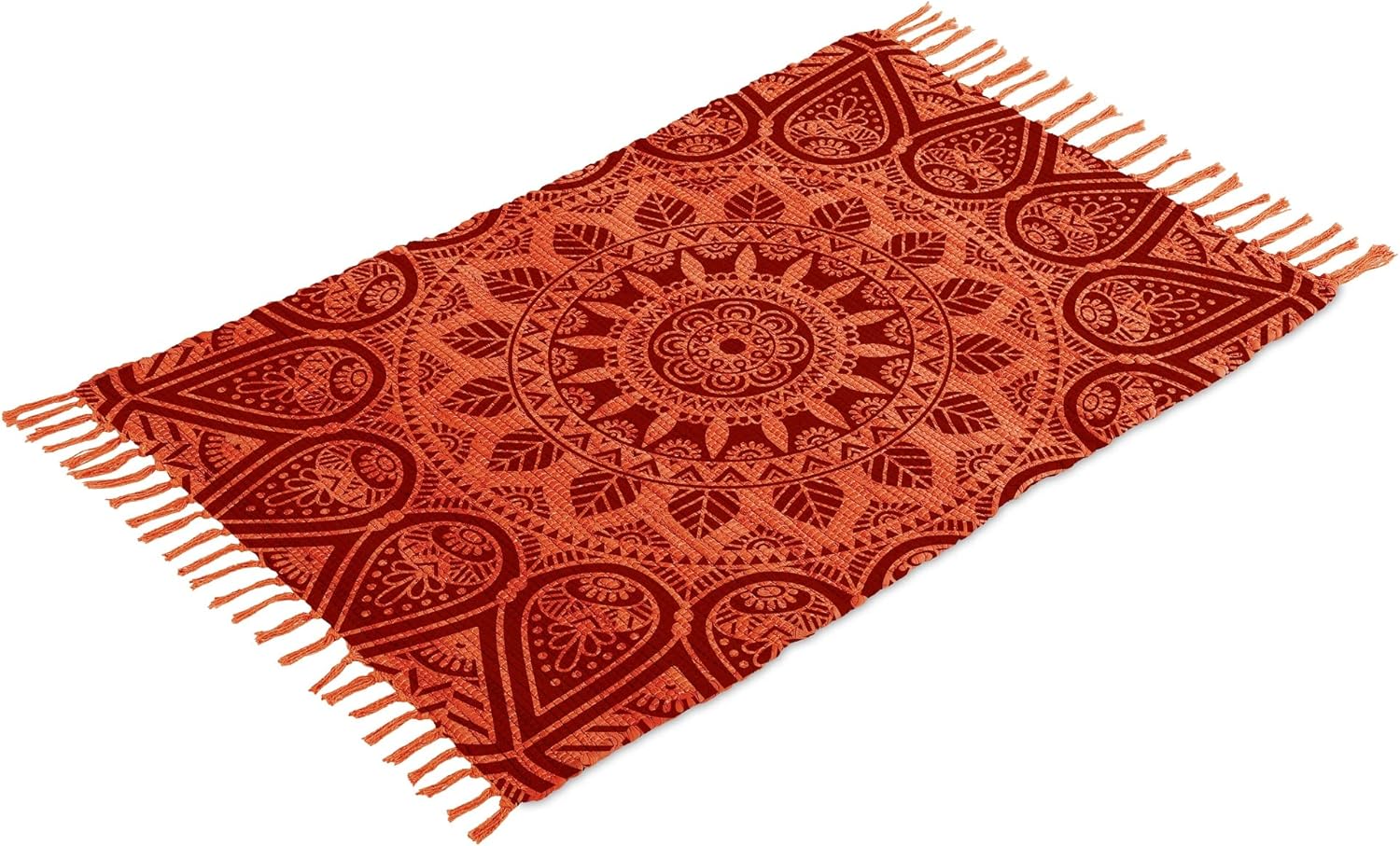 Handmade Cotton Rag Rug 24x36'' | 2x3' Multicolor Area Rugs- Hand Woven Washable & Reversible for Living Room Kitchen Entryway Throw Rug with Tassel (Denim)