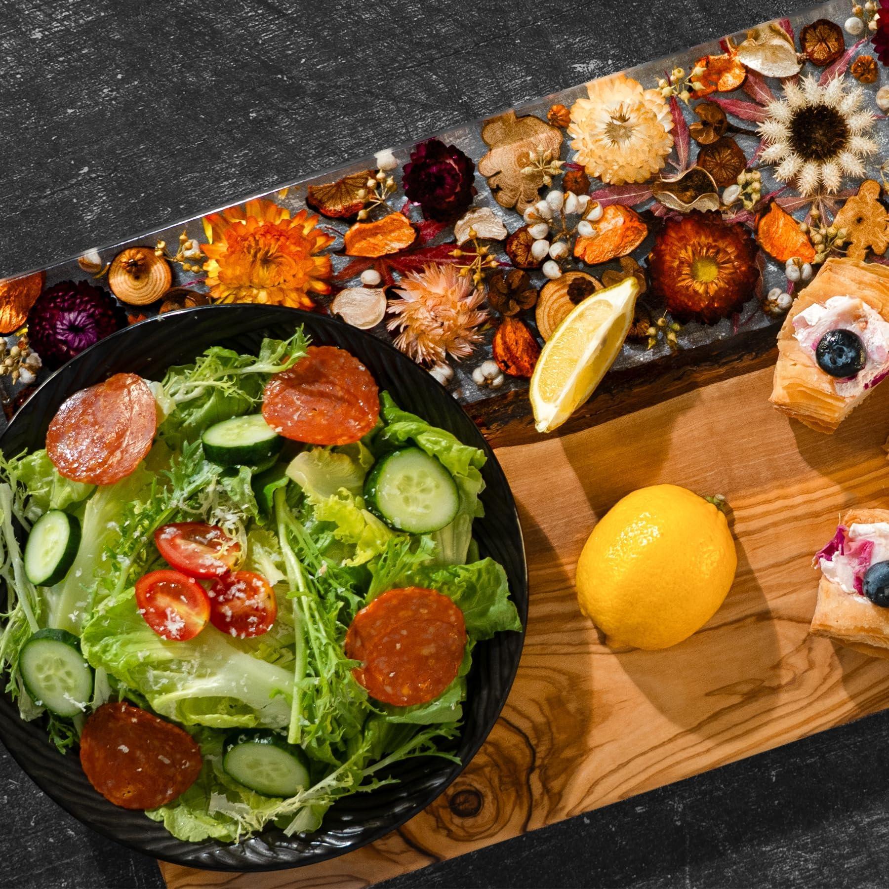 Handmade Olive Wood Charcuterie Board, Personalized Charcuterie Boards for House Warming Gifts, Olive Wood Cutting Board with Unique Floral Design, Wedding Gift for New Couple - Handmade Lifestyle Shop