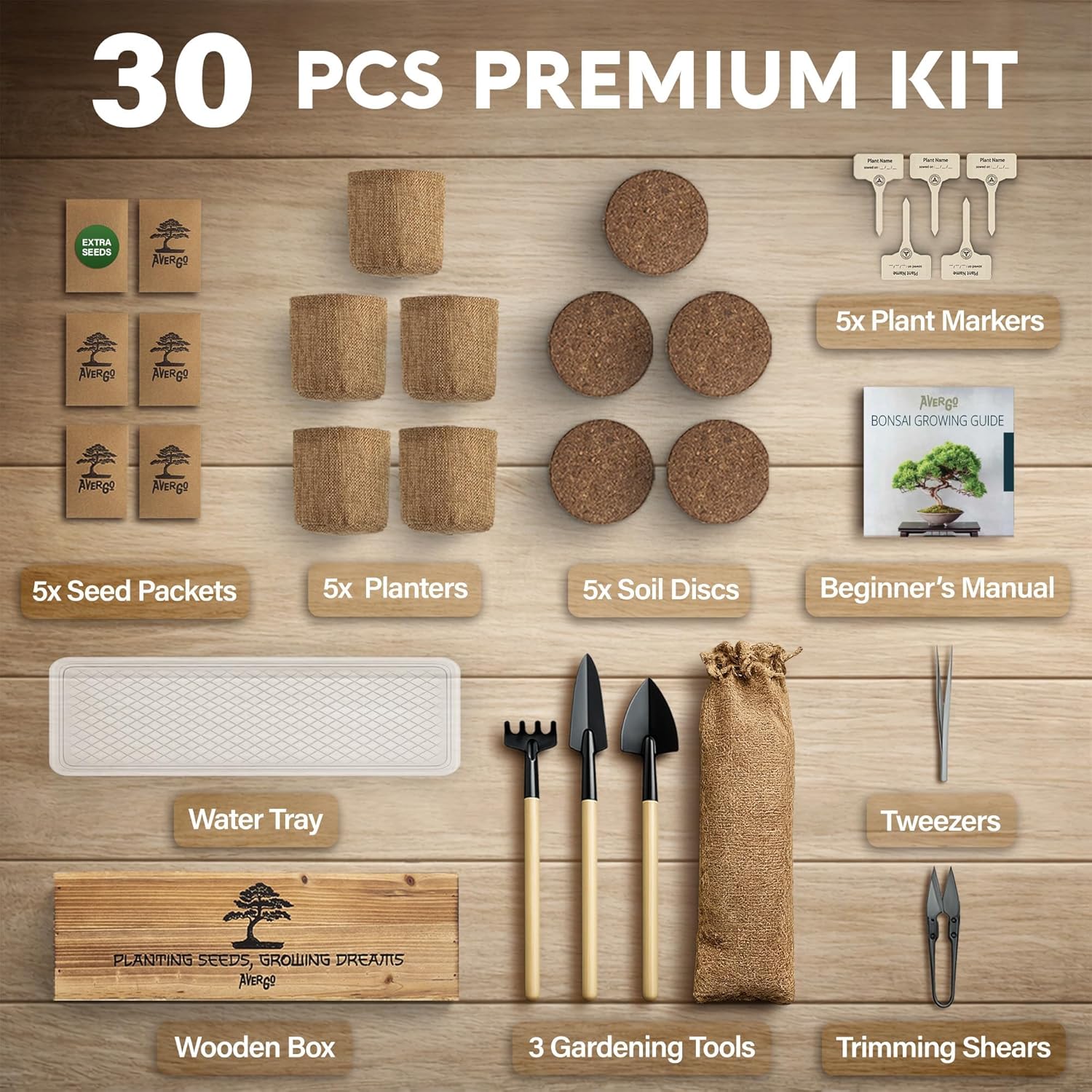 Bonsai Tree Kit for Beginners – 5X Unique Japanese Bonzai Trees | Complete Indoor Bonsai Starter Kit for Growing Bonsai Plants with Tools & Planters – DIY Gardening Gifts for Women & Men