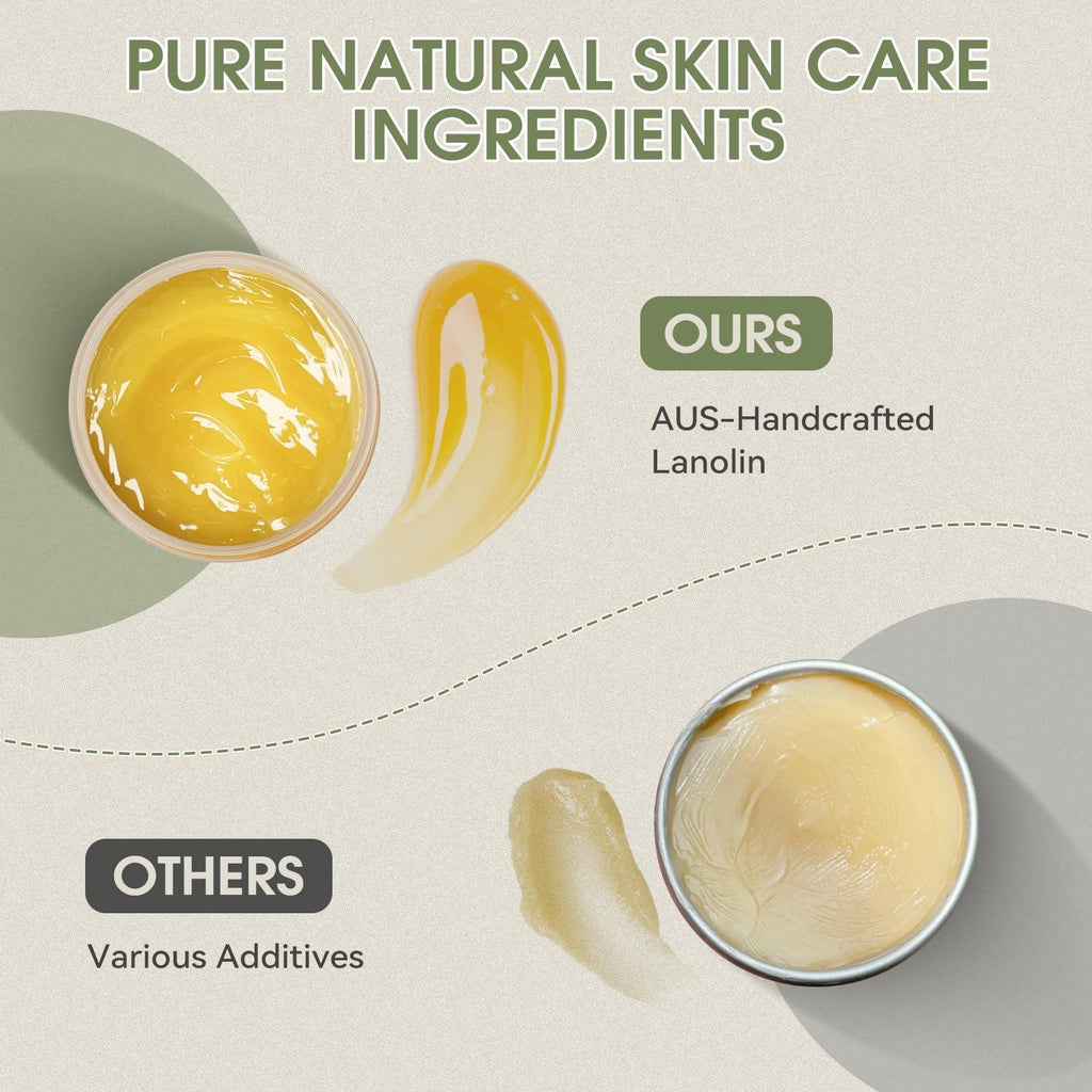 CHIALING Handmade Lanolin - 100% Pure Natural Australian Lanolin Cream - Made in USA - USP Grade Moisturizer for Dry/Cracked Skin, Nipple Discomfort, Lip Hydration & Eczema | Unscented, Additive-Free(3.5 oz) - Handmade Lifestyle Shop