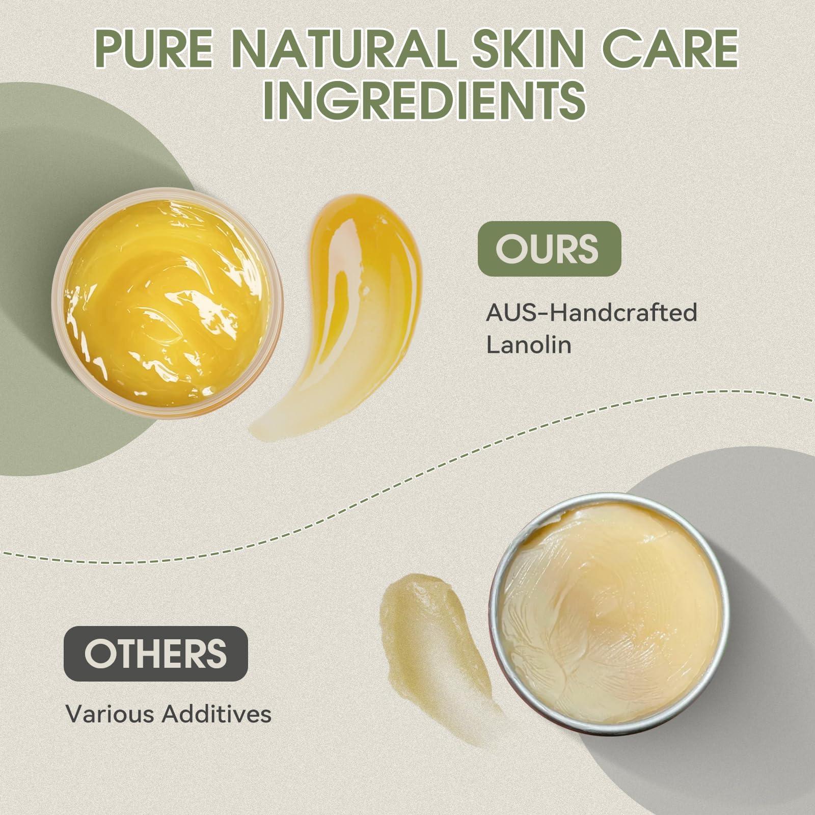 CHIALING Handmade Lanolin - 100% Pure Natural Australian Lanolin Cream - Made in USA - USP Grade Moisturizer for Dry/Cracked Skin, Nipple Discomfort, Lip Hydration & Eczema | Unscented, Additive-Free(3.5 oz) - Handmade Lifestyle Shop