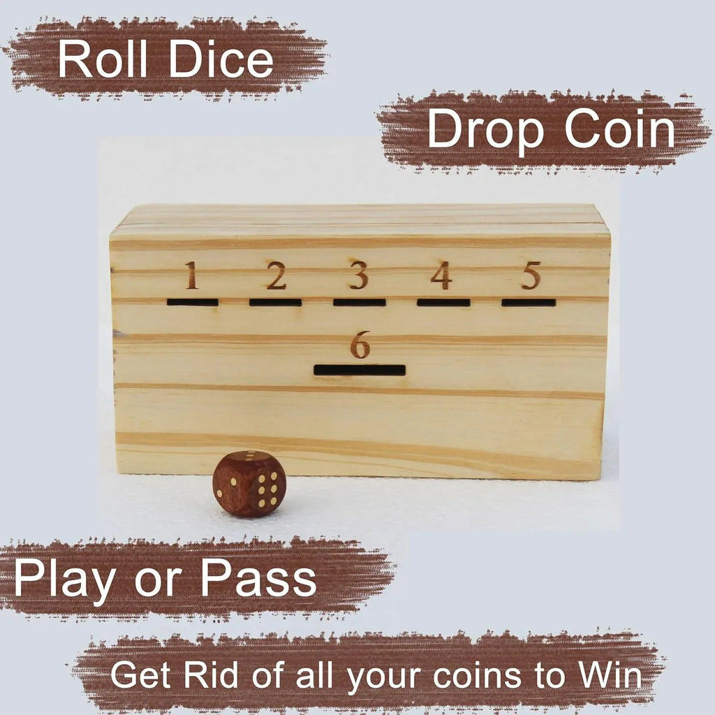 T one woods Coin Drop Game for Kids/Adult with dice and Wooden Box | Penny Game for Family Fun Coin Drop | Coin Drop Game for Family and Friends (Design-1) - Handmade Lifestyle Shop