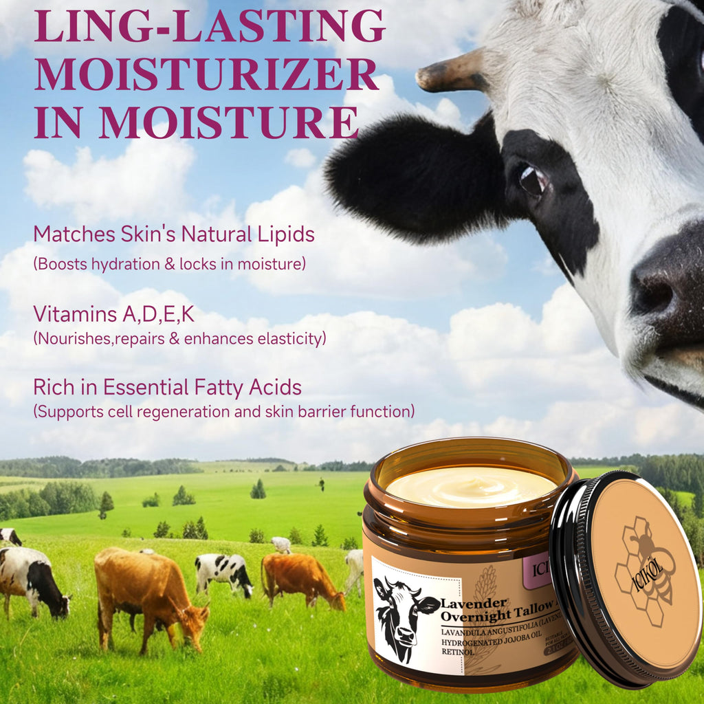 Beef Tallow Honey Balm, Grass-Fed Tallow Moisturizer for Face and Body, Deep Hydration Cream with White Tea Scent, Handmade Natural Skin Nourishment, 2.1 oz