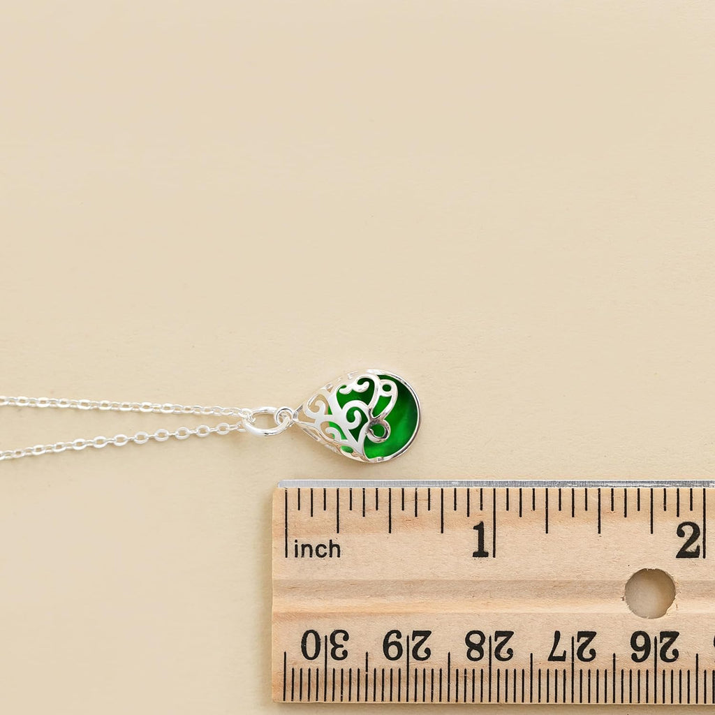 Bottled Up Designs Handmade Filigree Teardrop Necklace, Recycled Antique Glass, Sterling Silver, Eco Friendly, Made in USA, Birthday Gifts, Mothers Day, Women, Anniversary