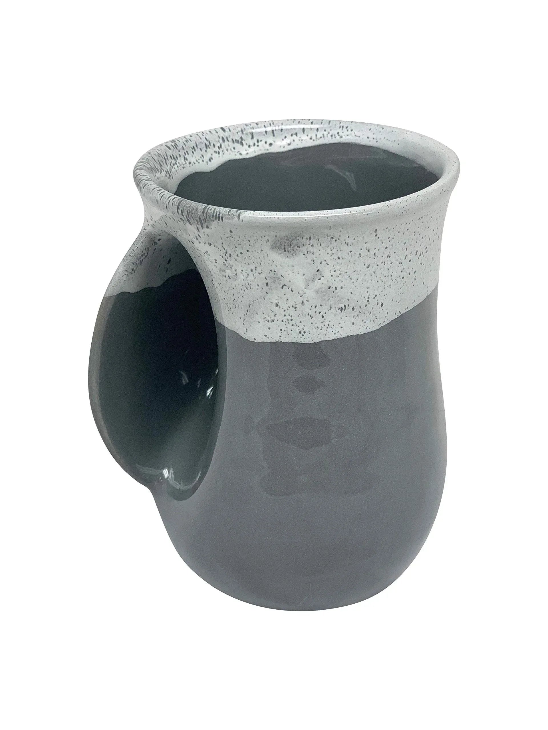 Clay in Motion Hand Warmer Coffee Mug – Handmade Coffee Mug With Comfortable Handle Contoured Pocket Hand Warming Ceramic Coffee Mug – Proudly Made in USA – Right Handed – 14 Oz - Island Oasis - Handmade Lifestyle Shop
