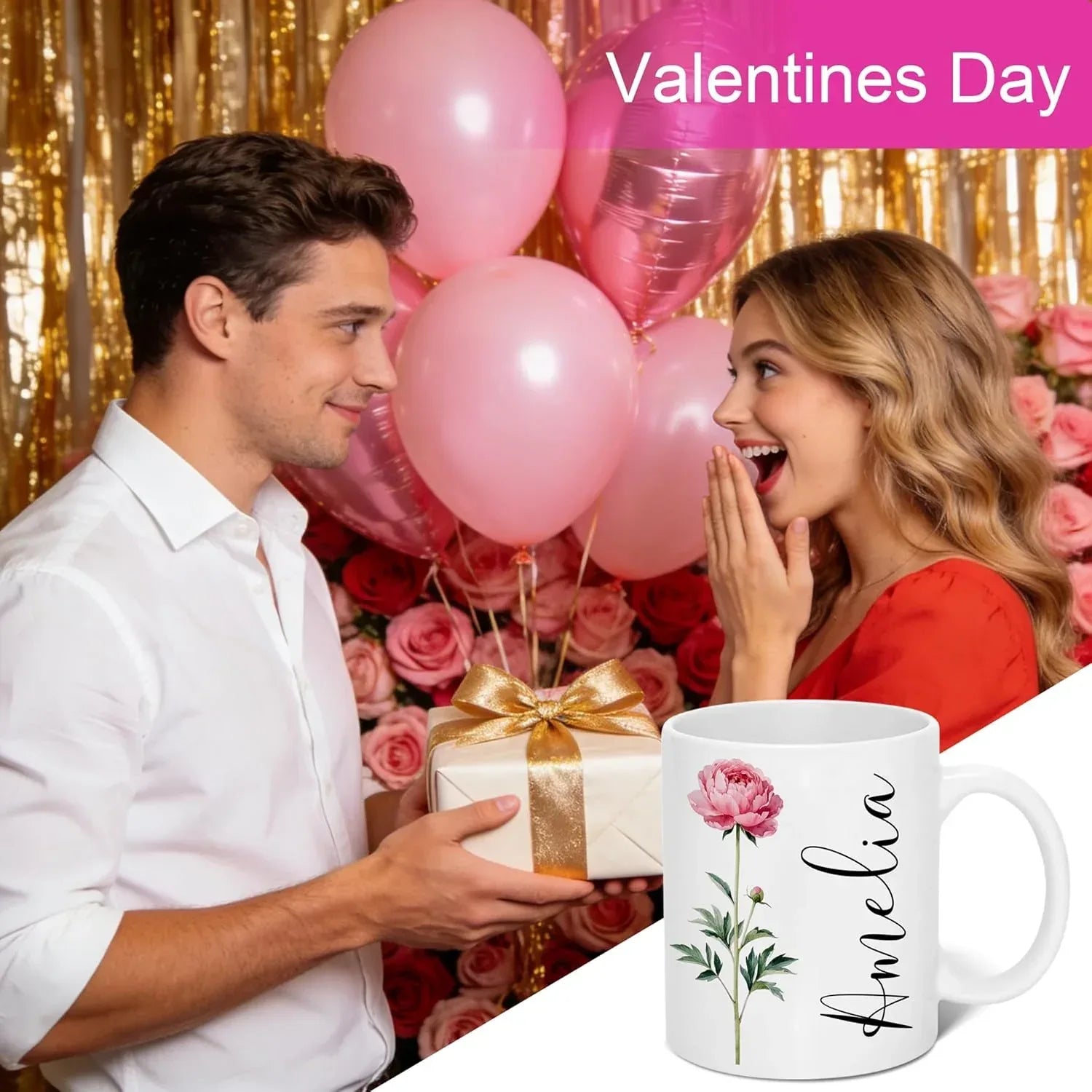 Custom Coffee Mug with Birth Flower & Name - 11oz Large Ceramic Personalized Coffee Cup for Women, Pretty Floral Tea Mugs Gift for Mom Wife Grandma Daughter Sister Coworker Best Friend Birthday - Handmade Lifestyle Shop