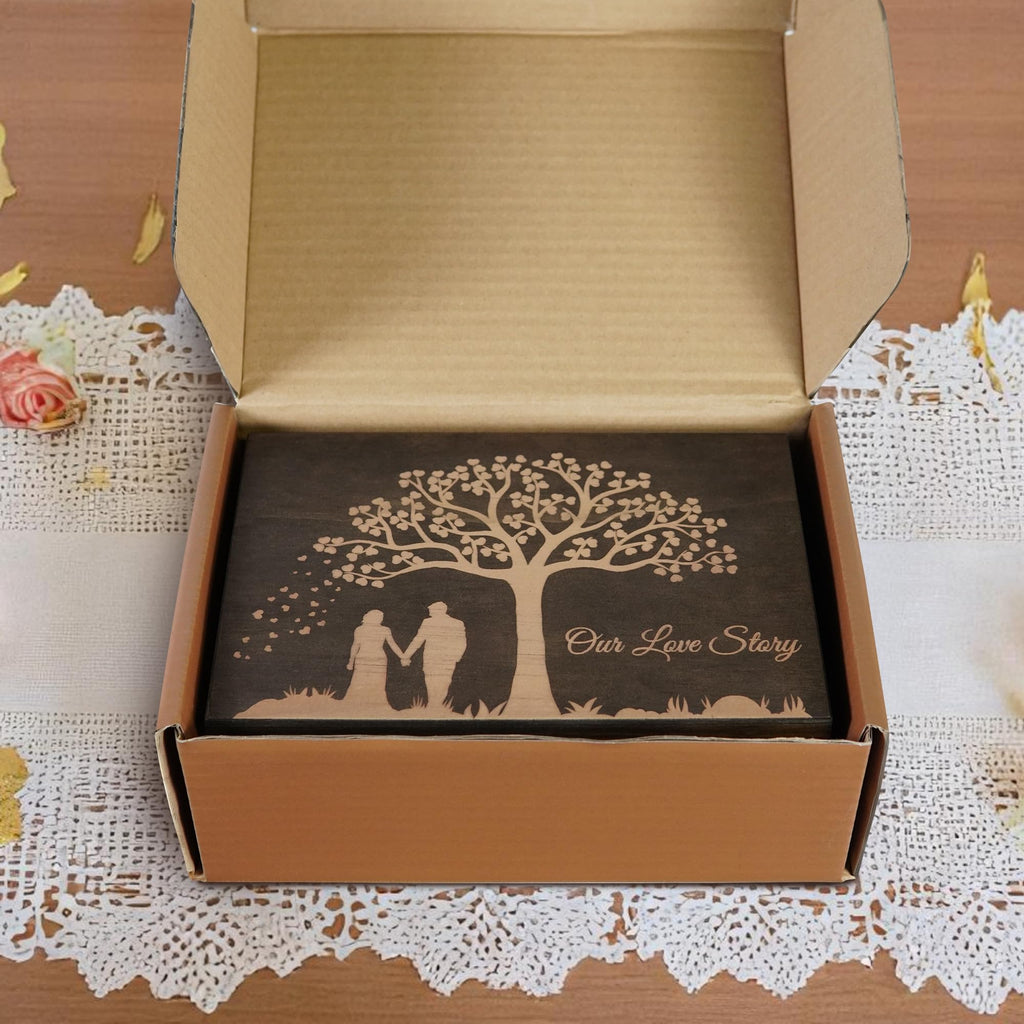 Engraved Memorial Memory Box – Wooden Keepsake Box for Loss of Loved One or Pet – Sympathy Gift – Medium Size – Dark Walnut Finish – 8.5 x 6 x 3 in