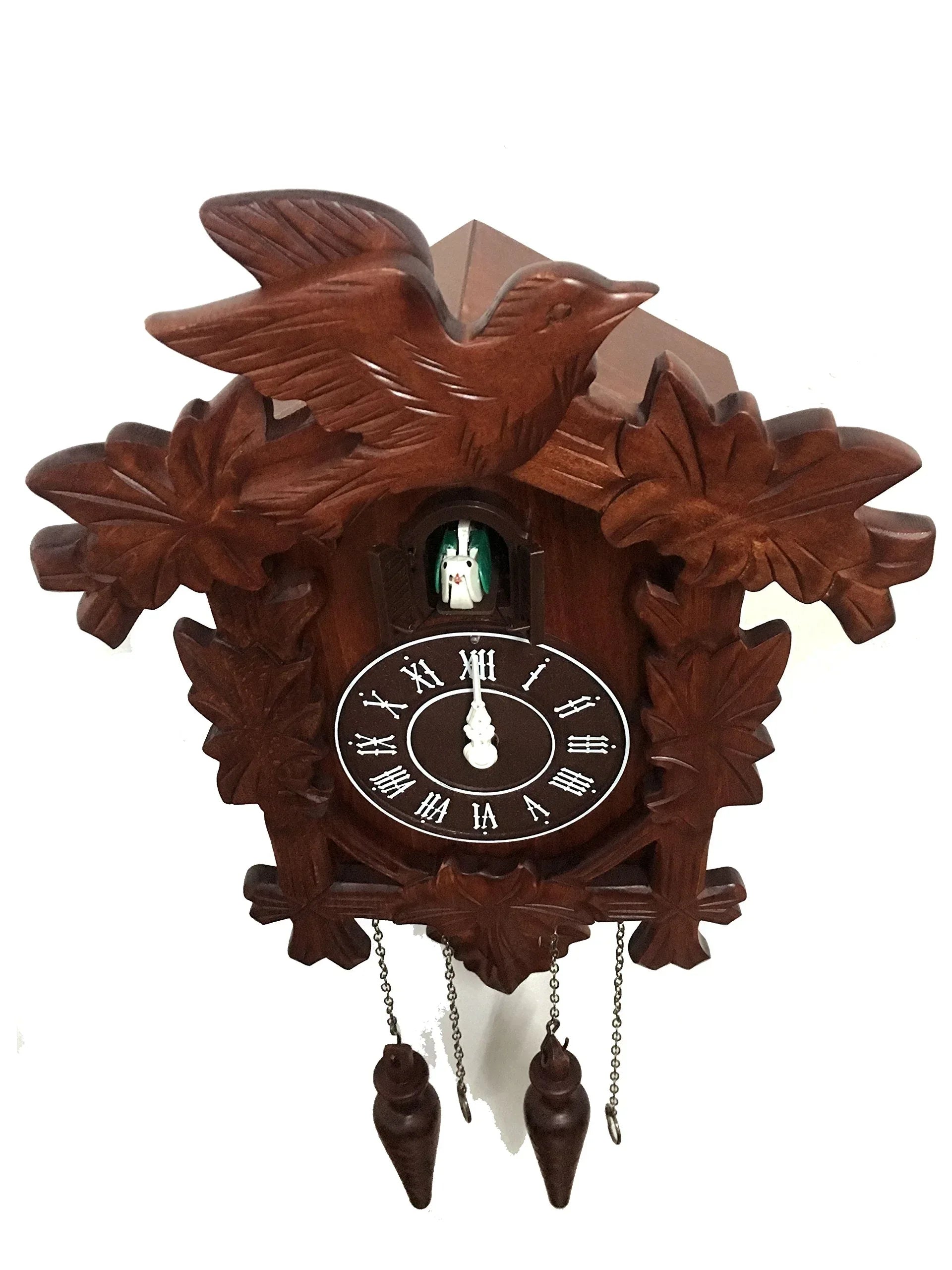 Rylai Cuckoo Clock Vintage Large Wooden Wall Clock Handcrafted 13x9.5 Inch Brown - Handmade Lifestyle Shop