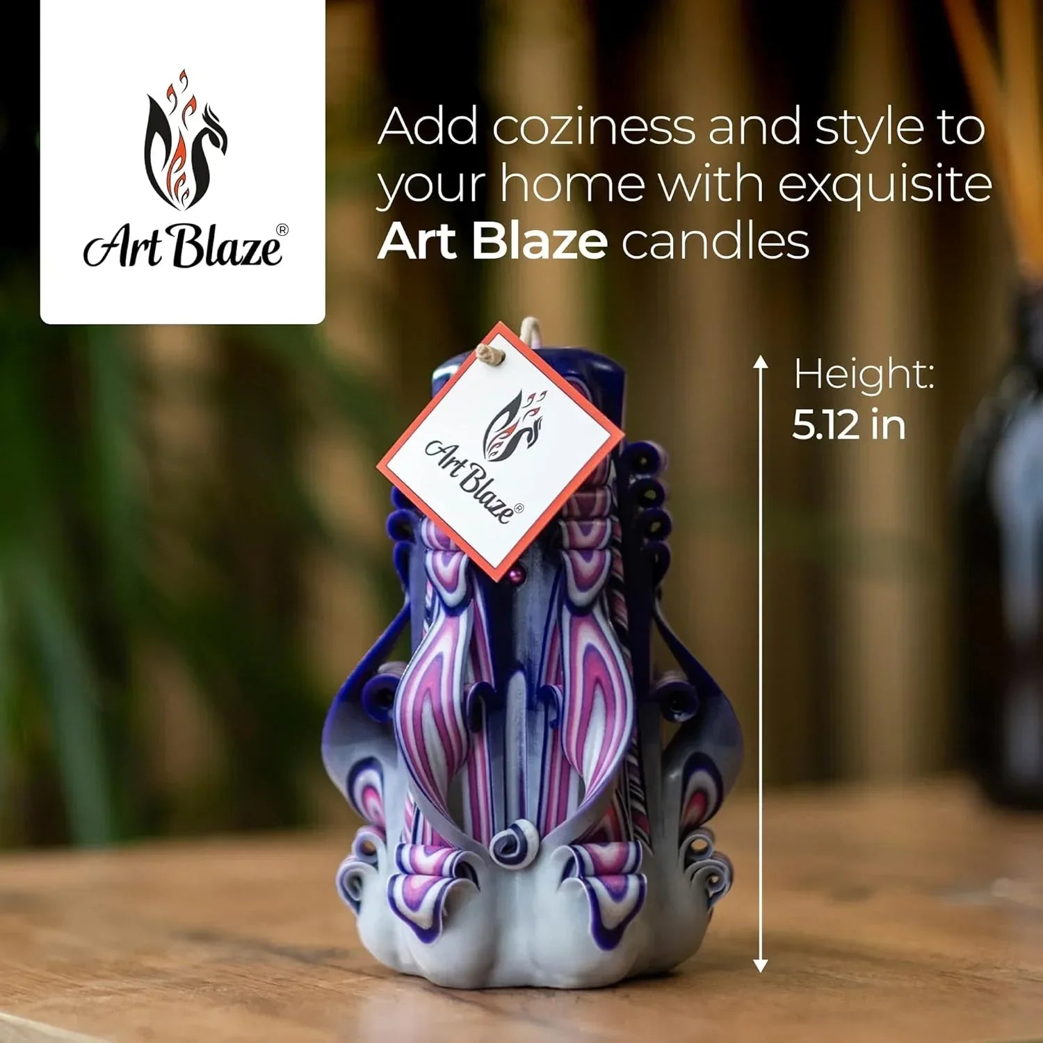 Carved Candles – Handmade Decorative Large Candle – Tall Long Burning Cute Spiral Candles for Women – Table Candle for Home Decor, Cozy Cottage Core Gift - Christmas Gift for Mom - Purple - Handmade Lifestyle Shop