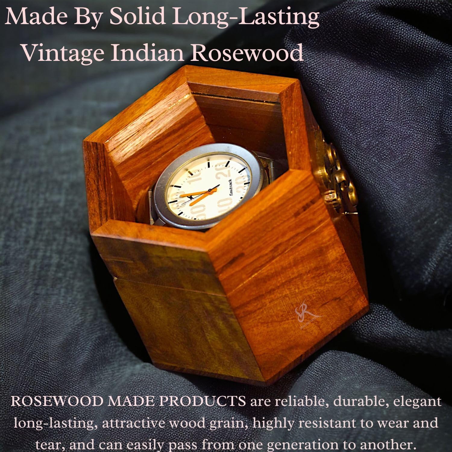 Premium 7-Slot Wooden Timepiece Display Case – Handcrafted Honeycomb Watch Box for Men in Superior Indian Rosewood | Hinged Glass Cover – Father’s Day Gift – Luxury Built to Last