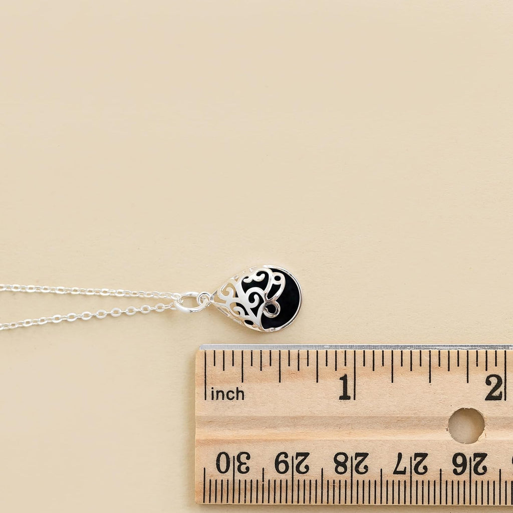 Bottled Up Designs Handmade Filigree Teardrop Necklace, Recycled Antique Glass, Sterling Silver, Eco Friendly, Made in USA, Birthday Gifts, Mothers Day, Women, Anniversary