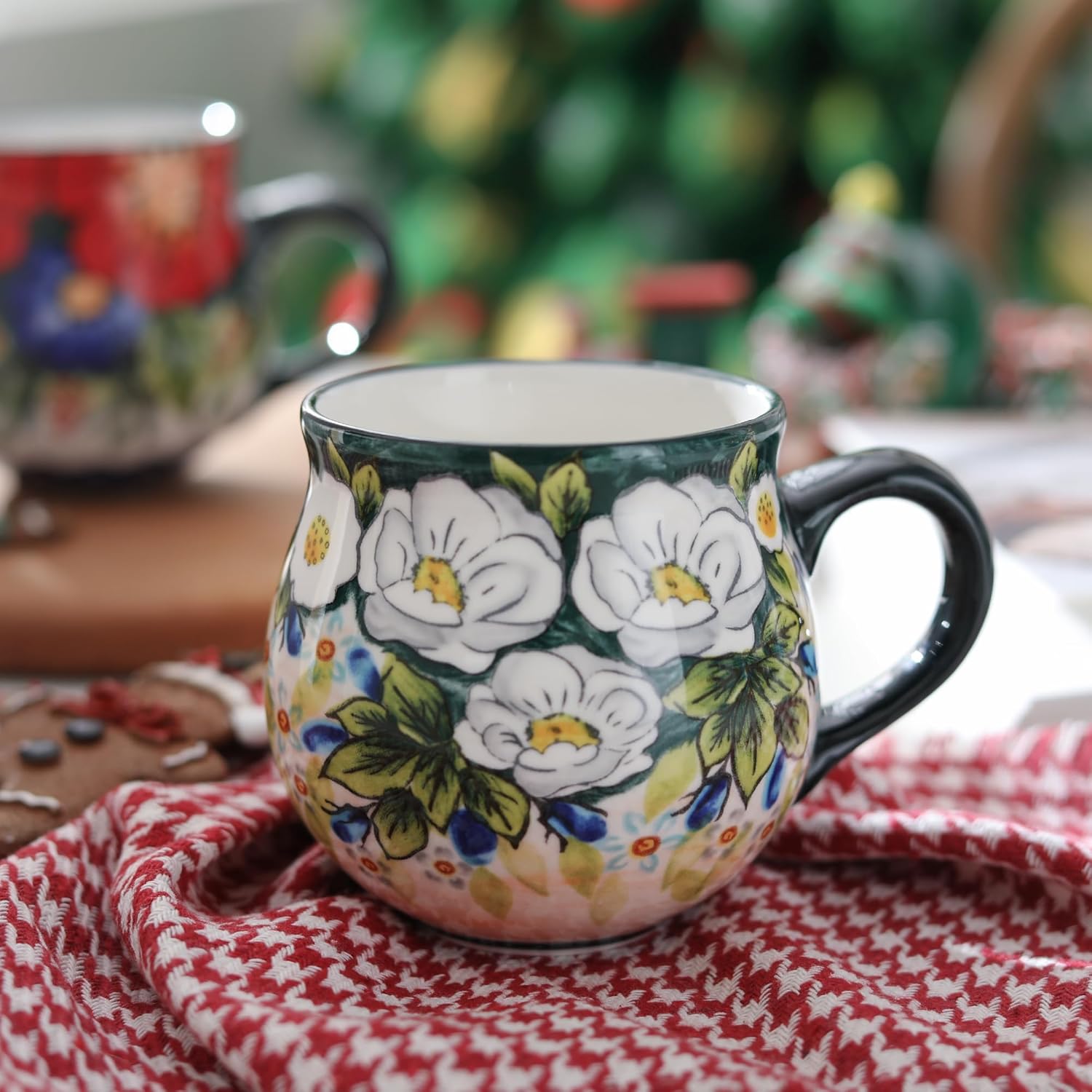 ALMA 12oz Handpainted Microwave Safe Coffee Mug, Unique Ceramic Tea Mug For Girl Friend,Mother, Woman(Assorted Flowers,Medium)