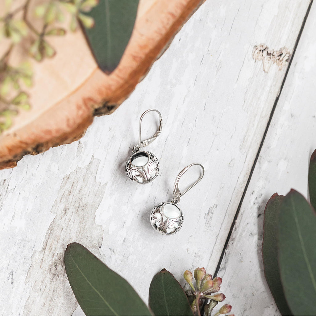 Bottled Up Designs Handmade Vintage Lace Leverback Earrings, Sterling Silver, Eco Friendly, Made in USA, Birthday Gifts, Mothers Day, Women, Anniversary