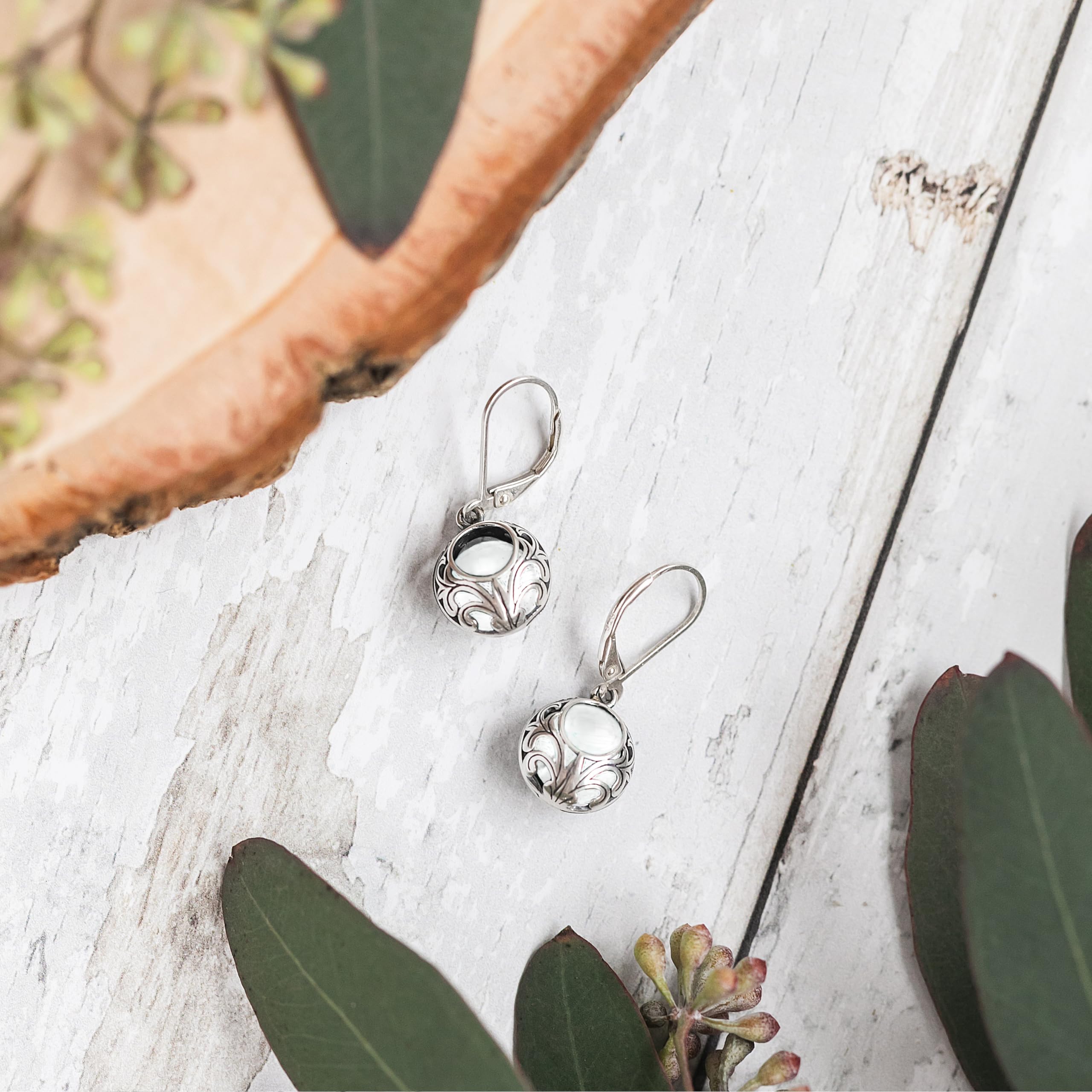 Bottled Up Designs Handmade Vintage Lace Leverback Earrings, Sterling Silver, Eco Friendly, Made in USA, Birthday Gifts, Mothers Day, Women, Anniversary