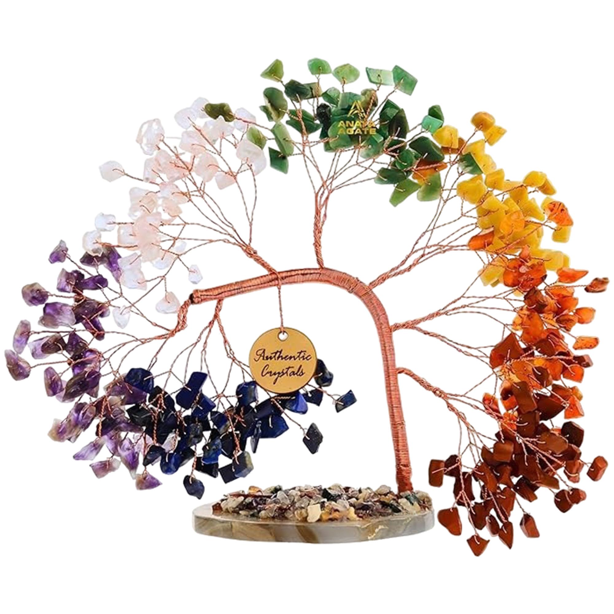 7 Chakra Healing Crystal Tree Kit, Bracelet, Pendant, Necklaces, Handmade Gemstone Money Bonsai Tree of Life Feng Shui Decor for Home Office, Positive Energy, Reiki Healing, for Women