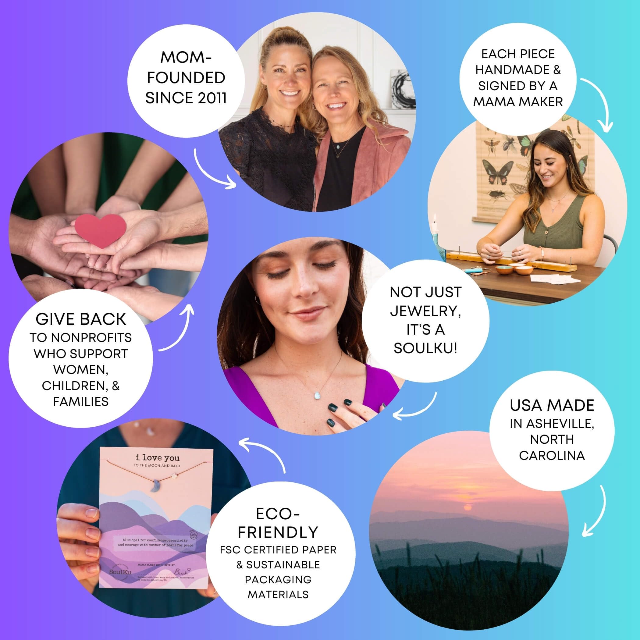 SoulKu Handcrafted Necklace, Empowerment Jewelry With Healing Crystal, Inspirational Jewelry For Women, Mom & Sister Gifts, 2" Extender With Lobster Clasp, 16" Nylon Cord