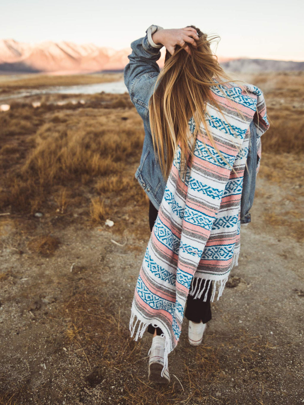 Tan Mexican Blanket by Laguna Beach Textile Co - Beach, Yoga, Camping, or Decorative Throw Blanket - Traditional Handmade Serape - Wheat Sol