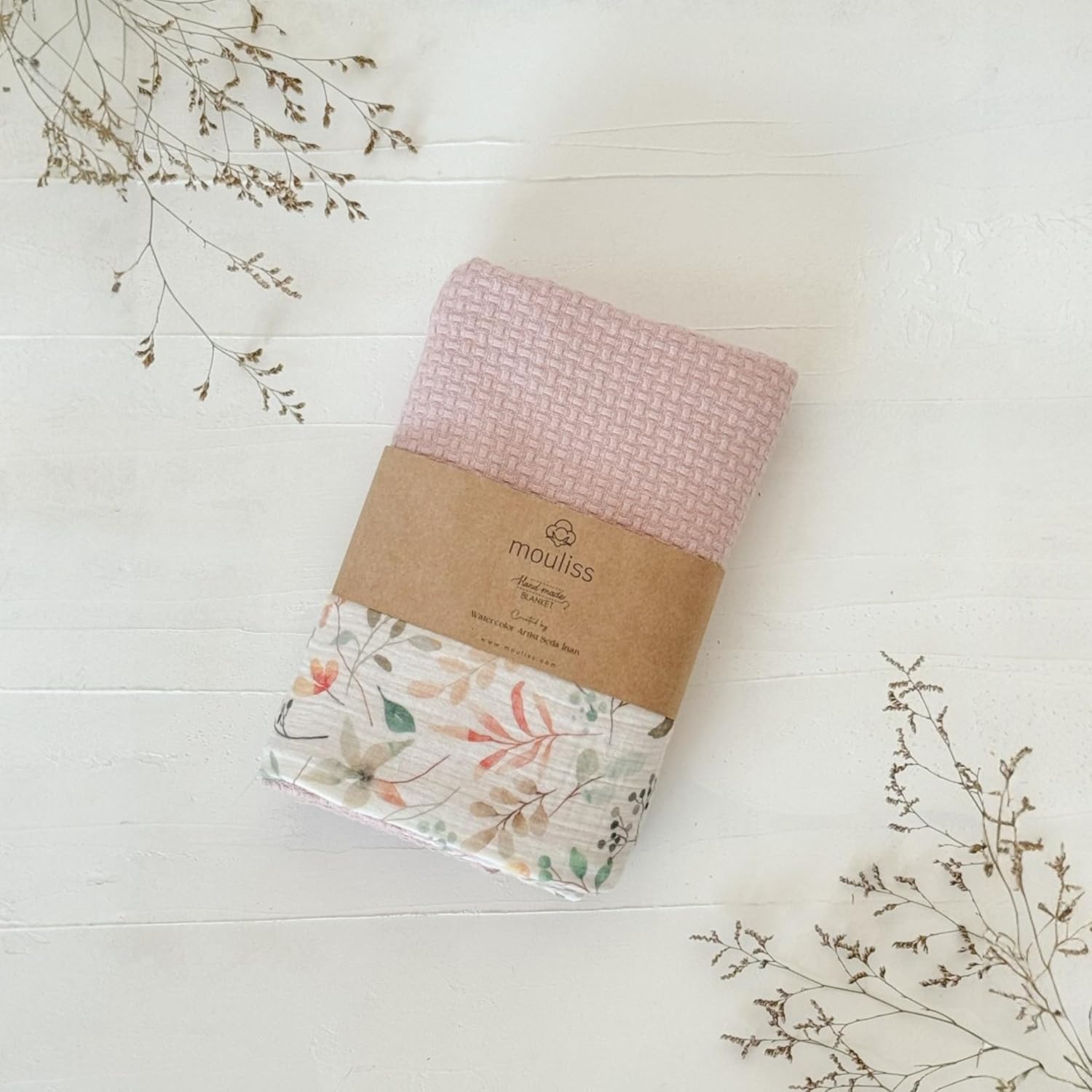 Mouliss Personalized Baby Blanket with Name – Handmade 100% Organic Cotton Newborn Gift | Custom Knit Blanket for Boys, Girls, Kids & Baby Showers