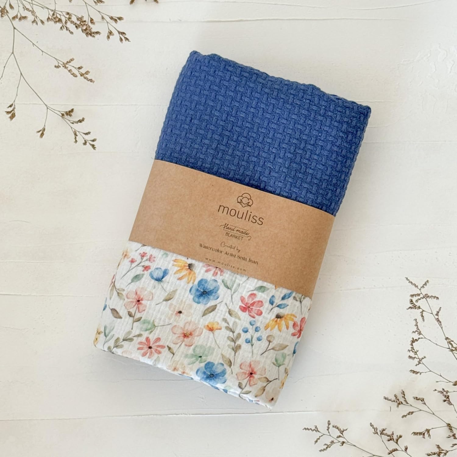 Mouliss Personalized Baby Blanket with Name – Handmade 100% Organic Cotton Newborn Gift | Custom Knit Blanket for Boys, Girls, Kids & Baby Showers