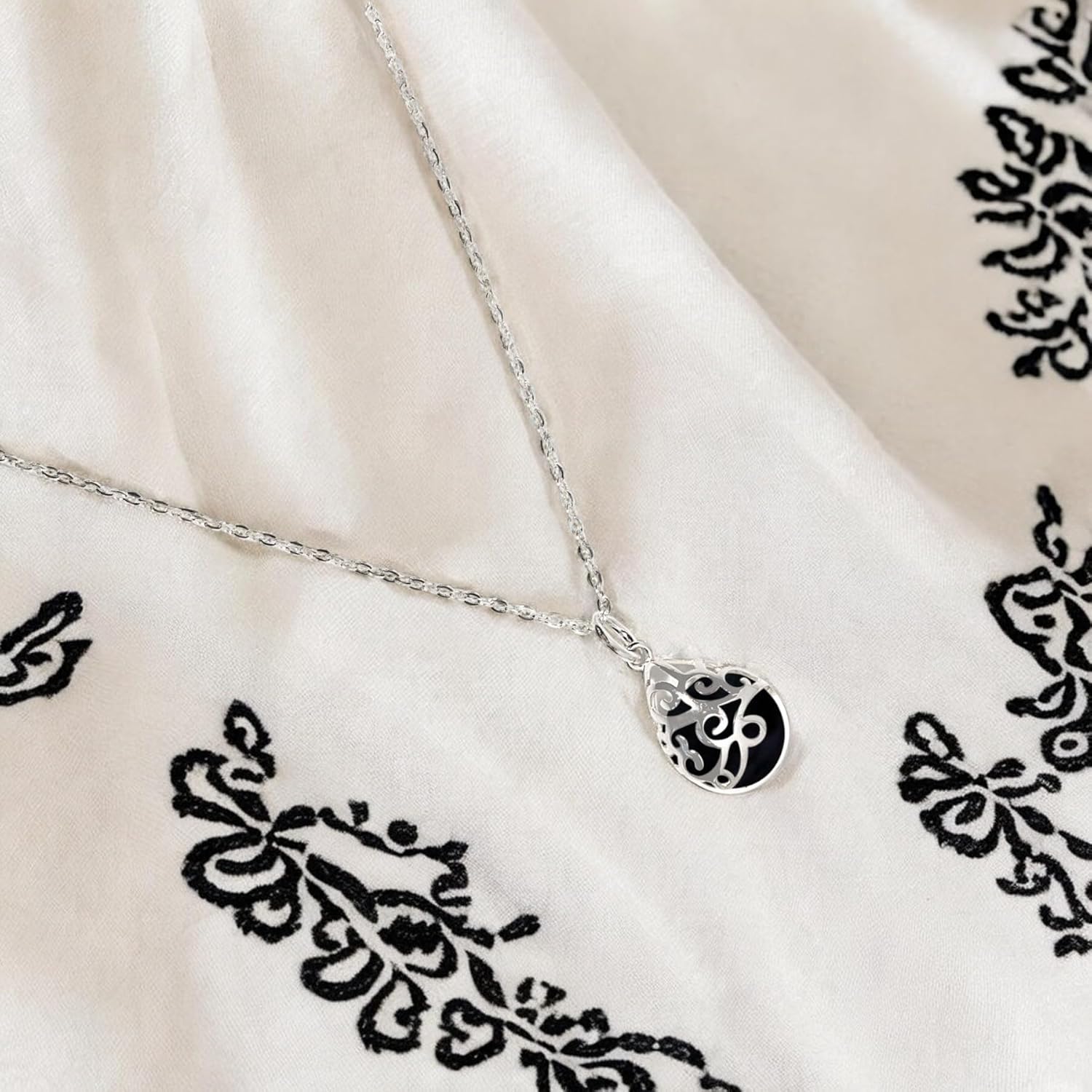 Bottled Up Designs Handmade Filigree Teardrop Necklace, Recycled Antique Glass, Sterling Silver, Eco Friendly, Made in USA, Birthday Gifts, Mothers Day, Women, Anniversary