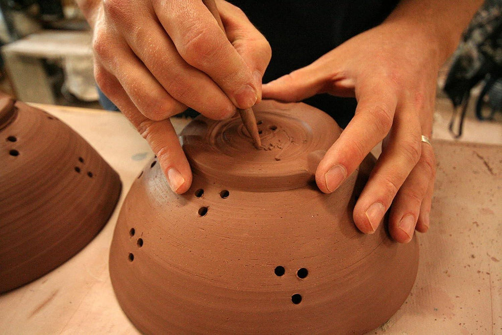 Hand Thrown Pottery Berry Bowl Colander in Shale Handmade in North Carolina - Handmade Lifestyle Shop