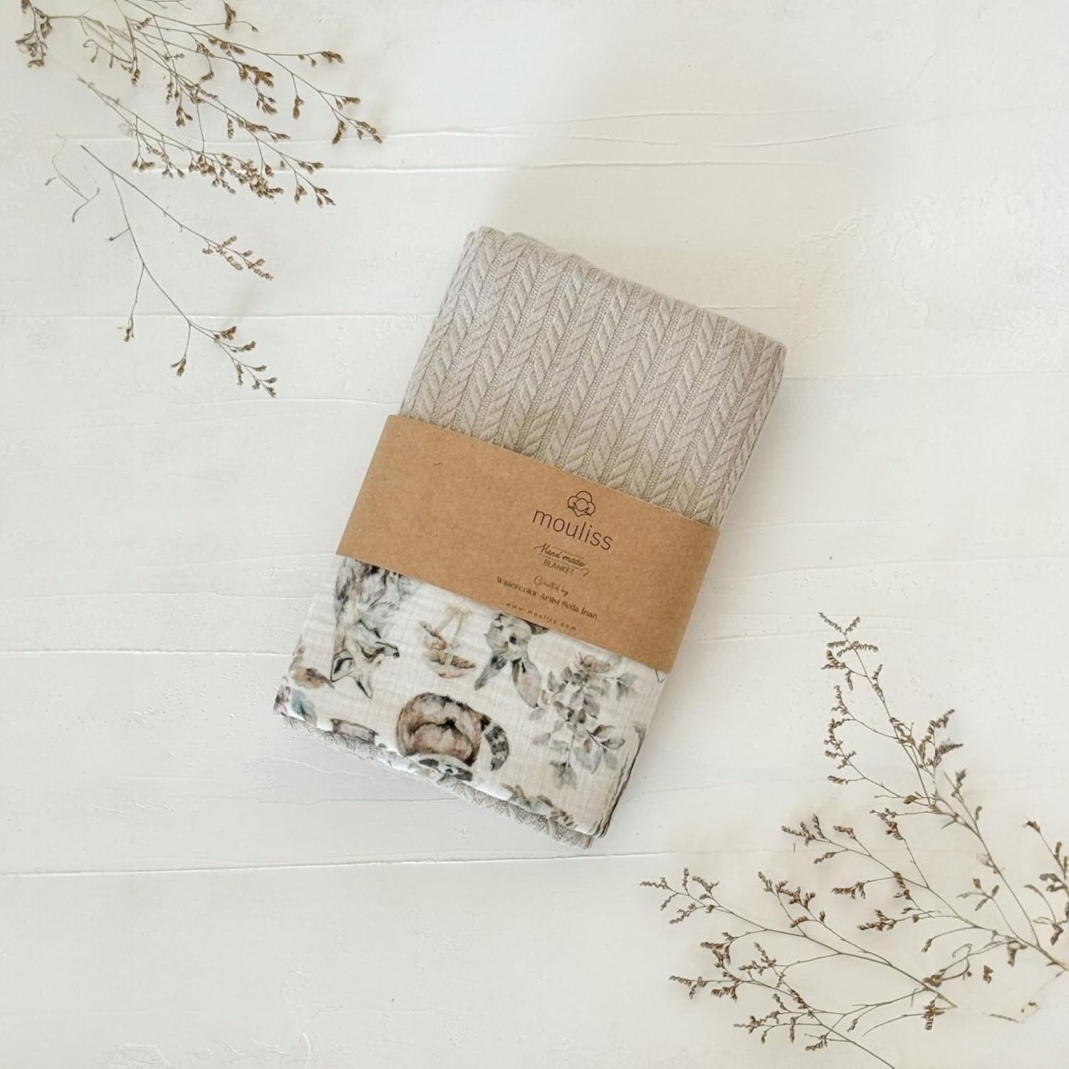 Mouliss Personalized Baby Blanket with Name – Handmade 100% Organic Cotton Newborn Gift | Custom Knit Blanket for Boys, Girls, Kids & Baby Showers