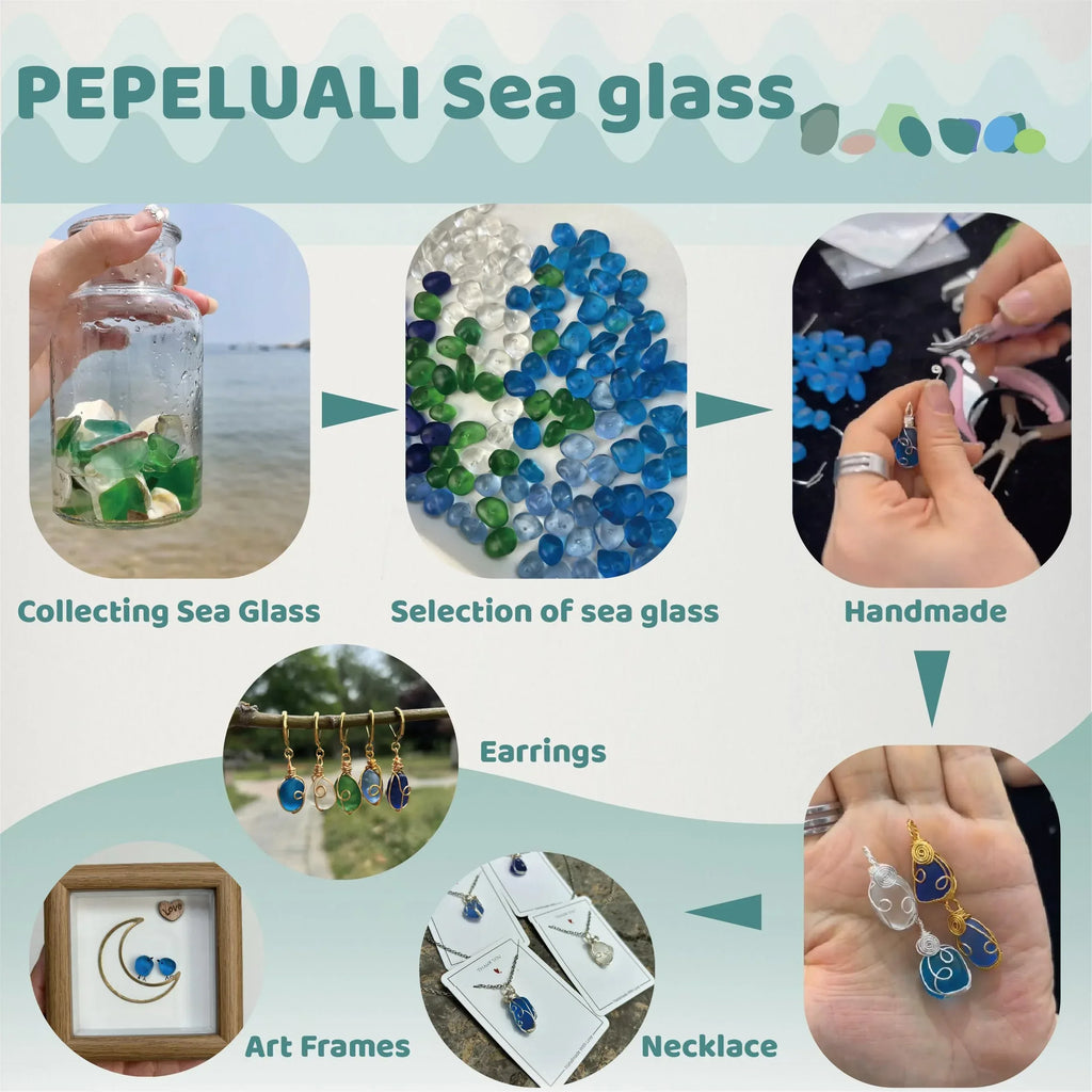 Handmade Sea Glass Wire Wrap Drop Earrings Jewelry ，Beach Earrings, Summer Gift, Ocean Jewelry Inspirational Gifts for Women, Mom, Sister - Handmade Lifestyle Shop