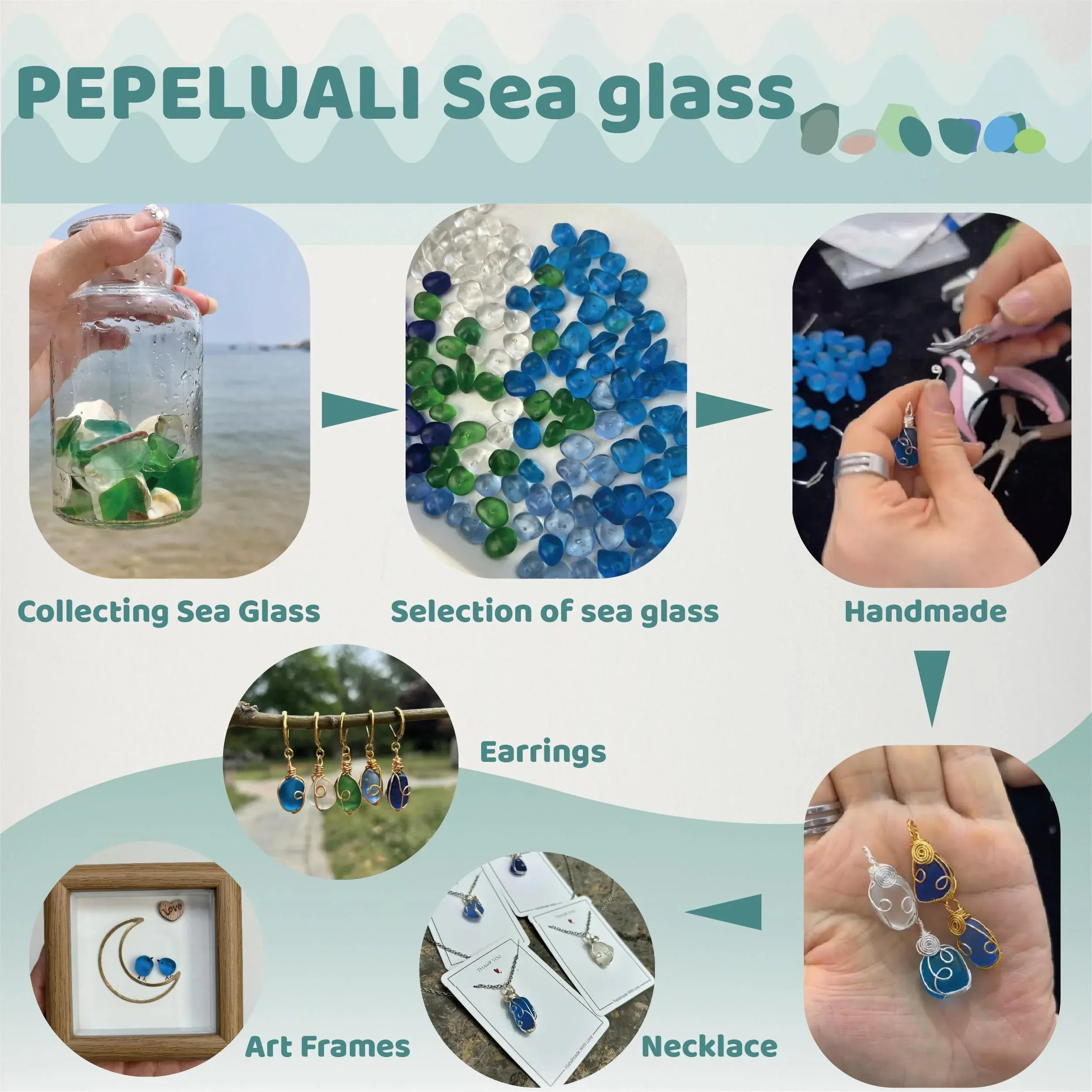 Handmade Sea Glass Wire Wrap Drop Earrings Jewelry ，Beach Earrings, Summer Gift, Ocean Jewelry Inspirational Gifts for Women, Mom, Sister - Handmade Lifestyle Shop