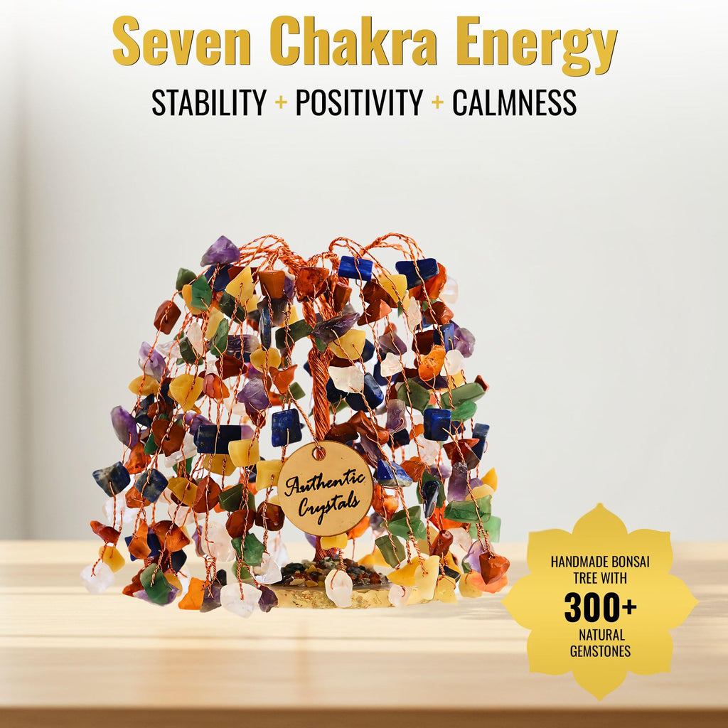 7 Chakra Healing Crystal Tree Kit, Bracelet, Pendant, Necklaces, Handmade Gemstone Money Bonsai Tree of Life Feng Shui Decor for Home Office, Positive Energy, Reiki Healing, for Women