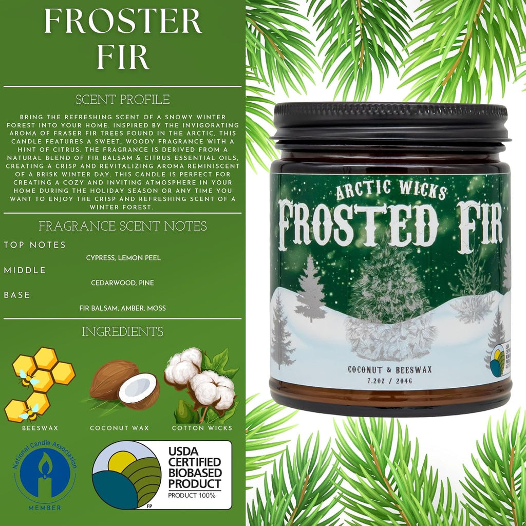 Vanilla Bourbon Candle | Arctic Wicks 9oz Coconut & Beeswax Candles | Scented Non-Toxic Candles for Fall, Winter, Holidays, Gifts For Him, Whiskey Bourbon, Vanilla Candle | USDA Certified Biobased