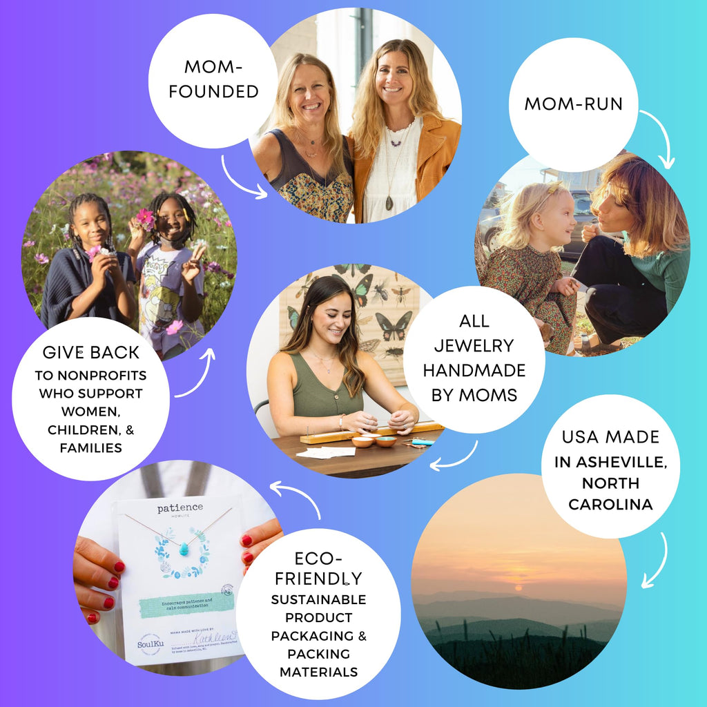 SoulKu Handcrafted Necklace, Empowerment Jewelry With Healing Crystal, Inspirational Jewelry For Women, Mom & Sister Gifts, 2" Extender With Lobster Clasp, 16" Nylon Cord