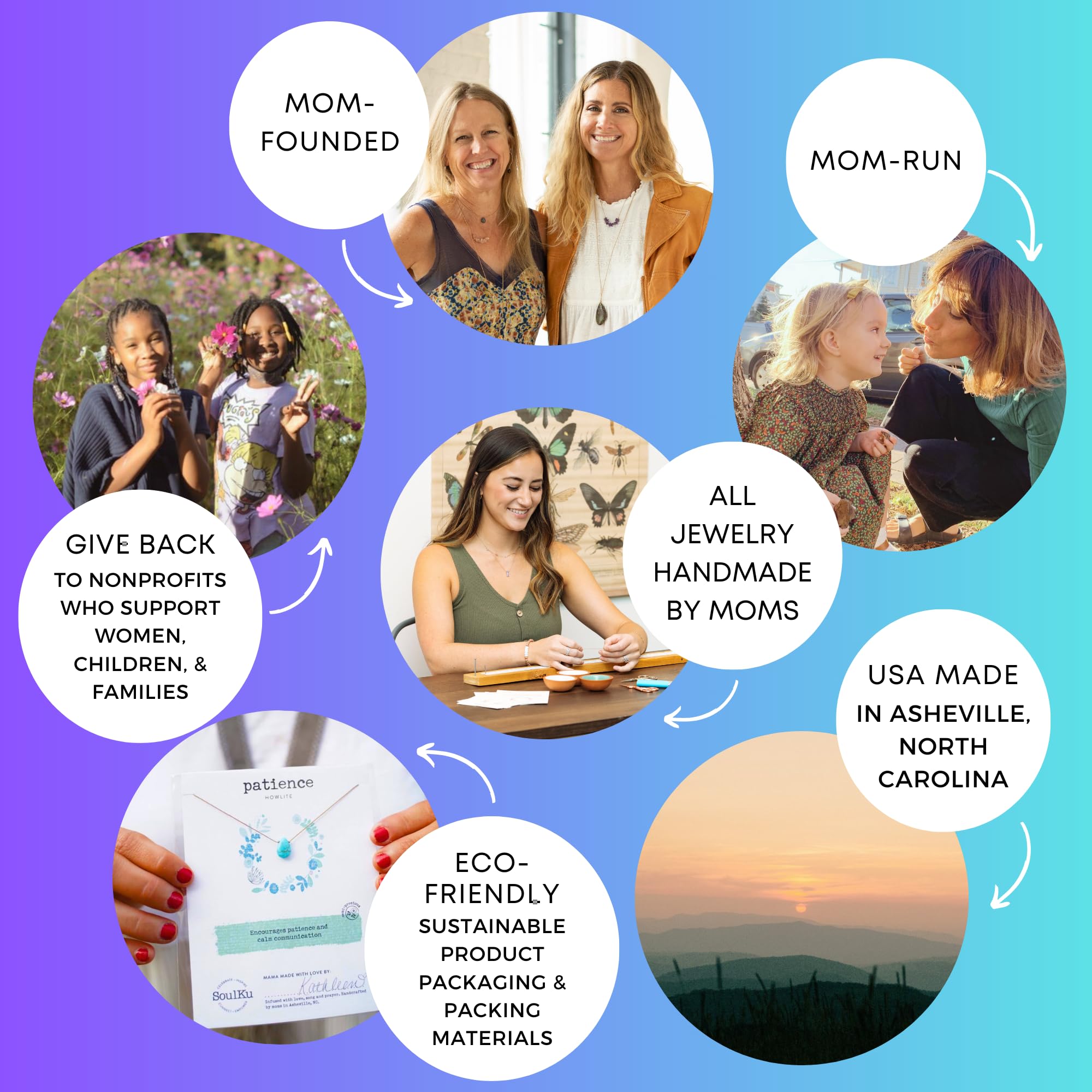 SoulKu Handcrafted Necklace, Empowerment Jewelry With Healing Crystal, Inspirational Jewelry For Women, Mom & Sister Gifts, 2" Extender With Lobster Clasp, 16" Nylon Cord