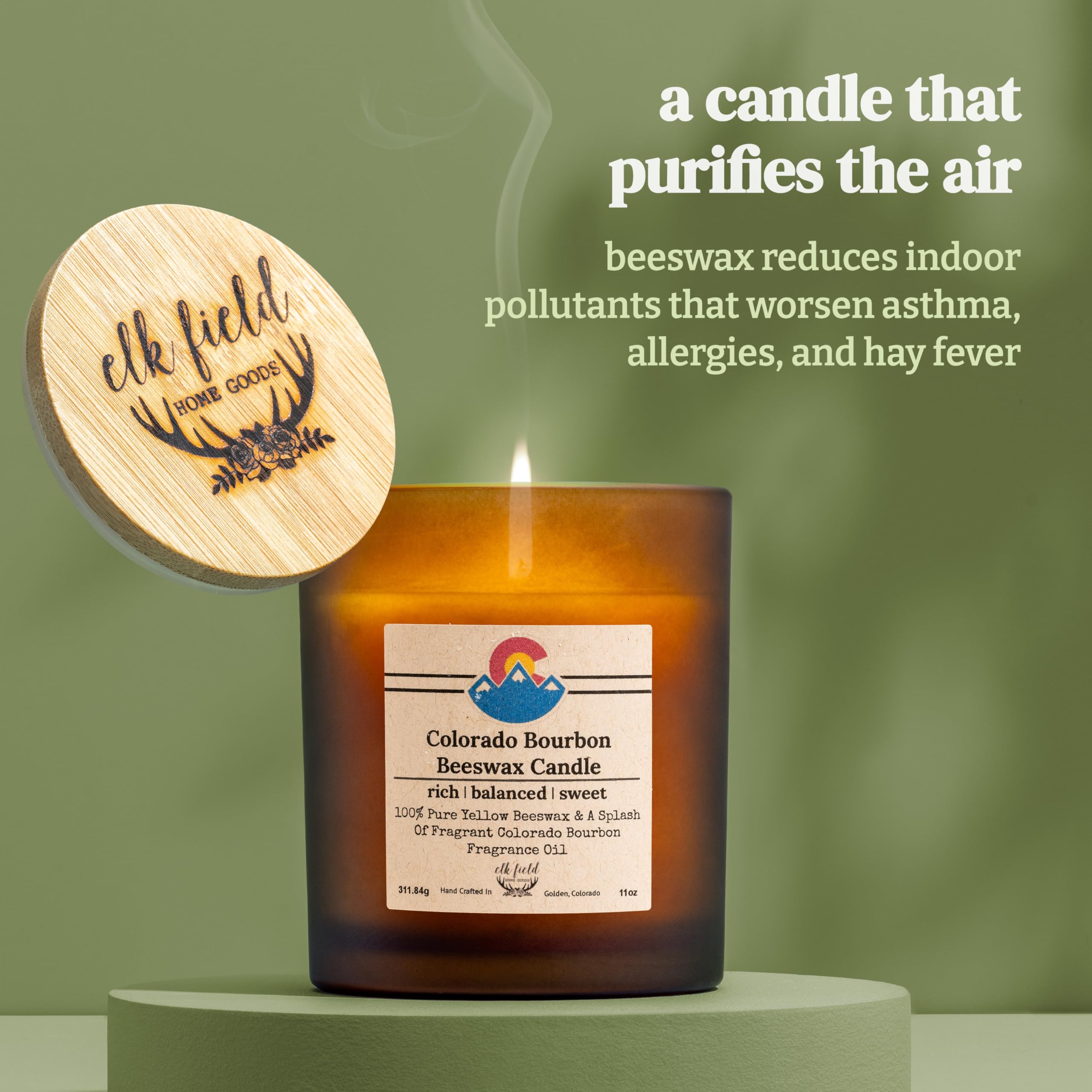 Berries Organic Beeswax Candle | 2 Ingredients | 100% Pure Beeswax Candles, Non Toxic, Natural, Organic Candles, Beeswax Candles Scented, Non Toxic Candles, 80 Hour, 10oz