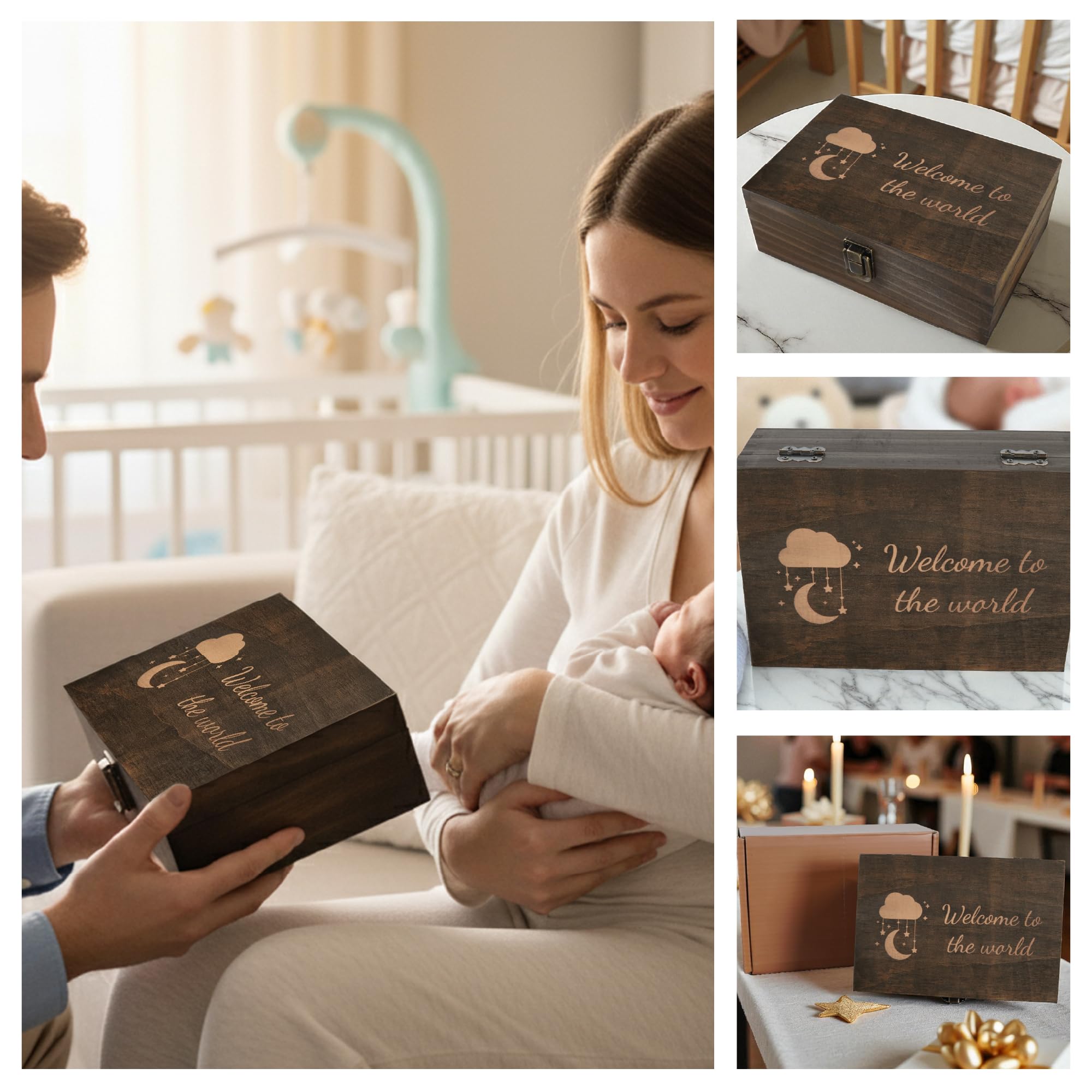 Engraved Memorial Memory Box – Wooden Keepsake Box for Loss of Loved One or Pet – Sympathy Gift – Medium Size – Dark Walnut Finish – 8.5 x 6 x 3 in