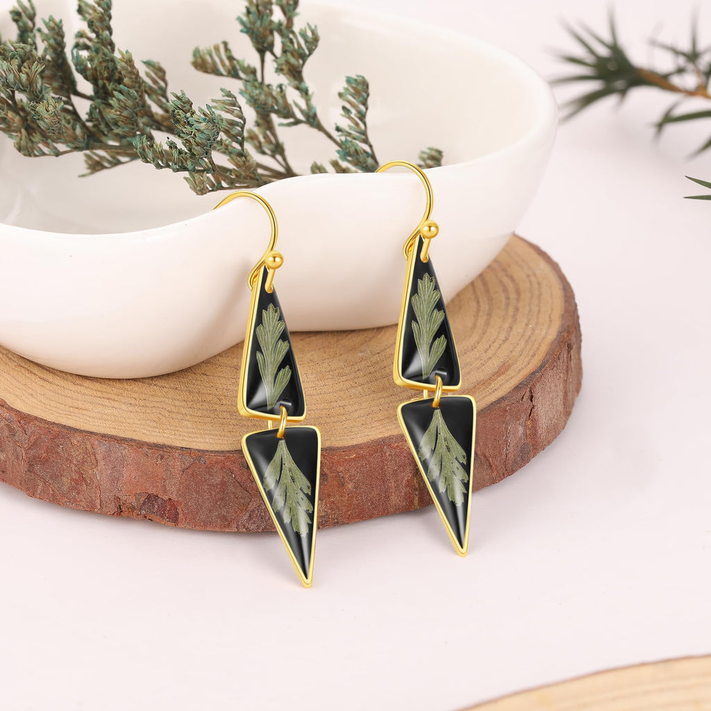 Forget-Me-Not and Queen Anne's Lace Pressed Wildflower Earrings | Pressed Flower Earrings | Handmade Drop and Dangle Earrings | Gift for Woman