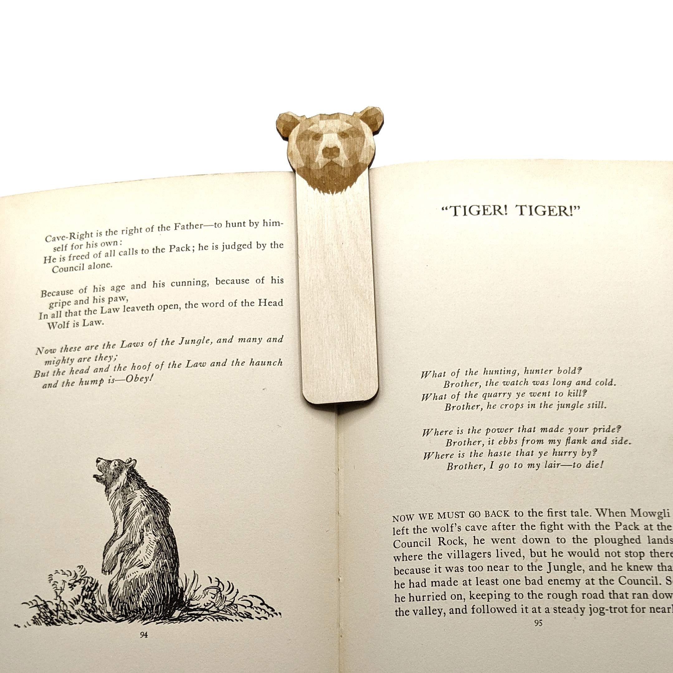 RABBIT Engraved Wood Bookmark | Baltic Birch Wooden Geometric Bunny Animal Creature Book Mark | Great Gift Idea!