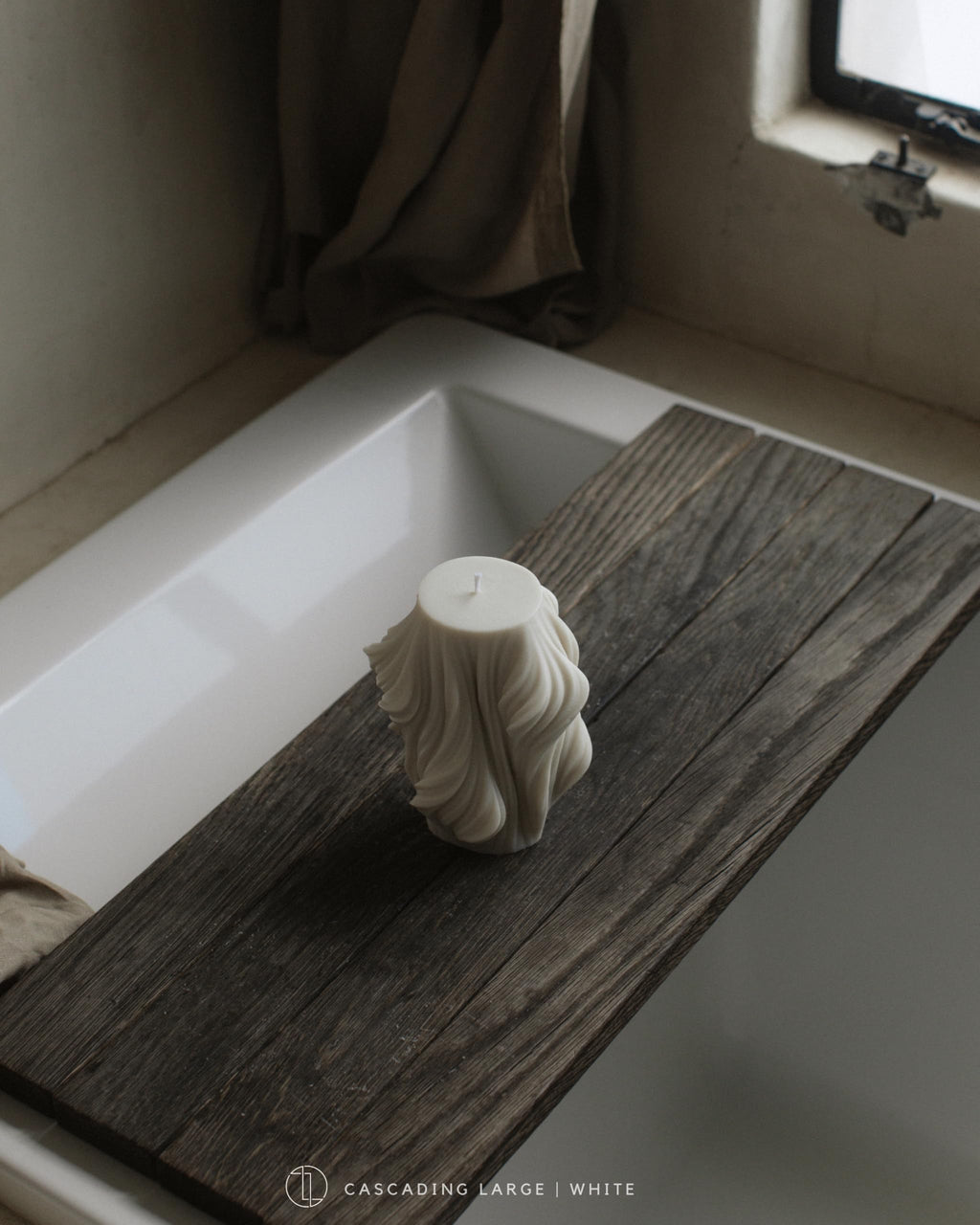 LAWA Cascading Wave Candle - Large Beautiful Handmade Pillar Scented Soy Wax Elegant Bubble Aesthetic Candle Housewarming Gift Home Room Shelf Decor Idea Olive Beige (Large)