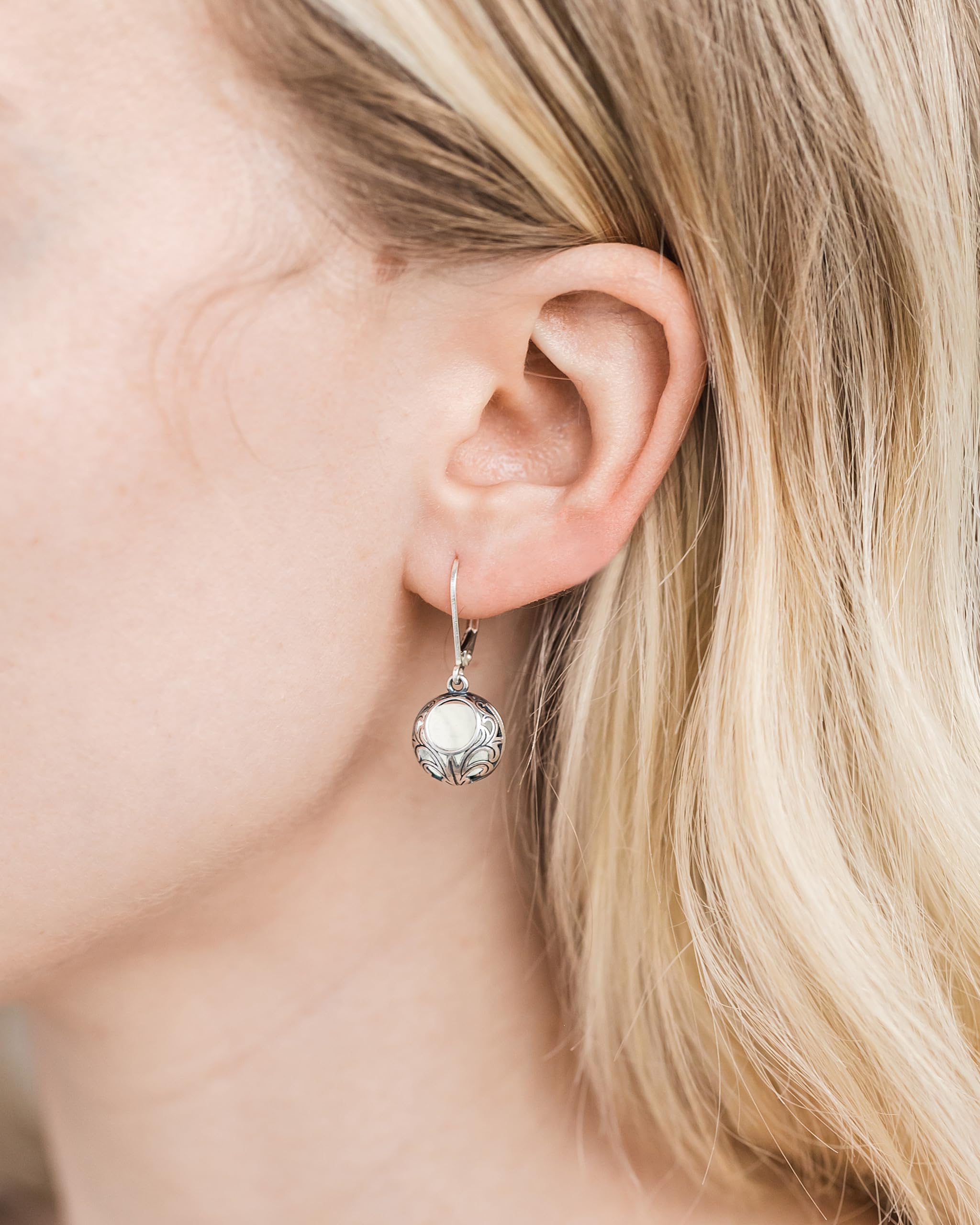 Bottled Up Designs Handmade Vintage Lace Leverback Earrings, Sterling Silver, Eco Friendly, Made in USA, Birthday Gifts, Mothers Day, Women, Anniversary