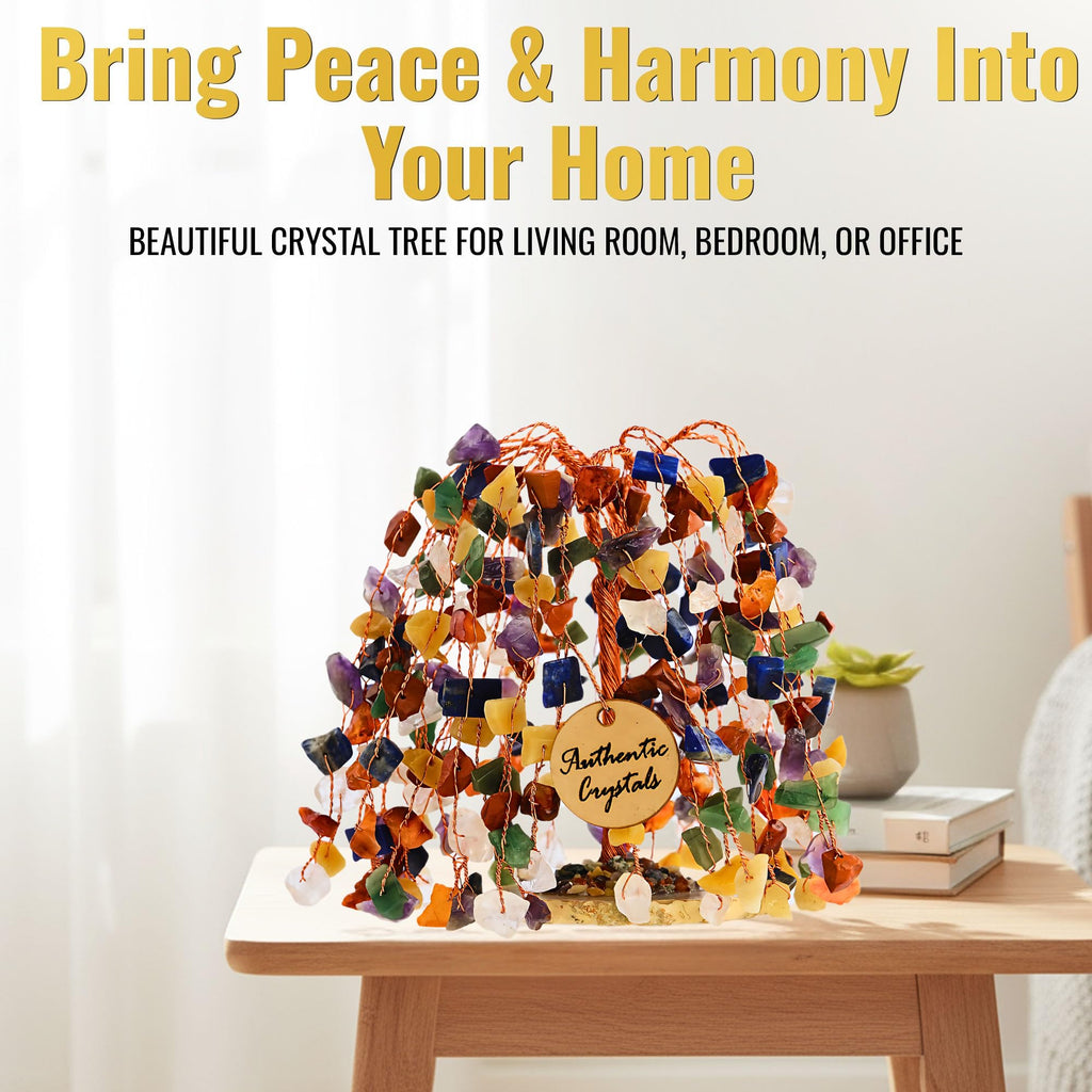 7 Chakra Healing Crystal Tree Kit, Bracelet, Pendant, Necklaces, Handmade Gemstone Money Bonsai Tree of Life Feng Shui Decor for Home Office, Positive Energy, Reiki Healing, for Women
