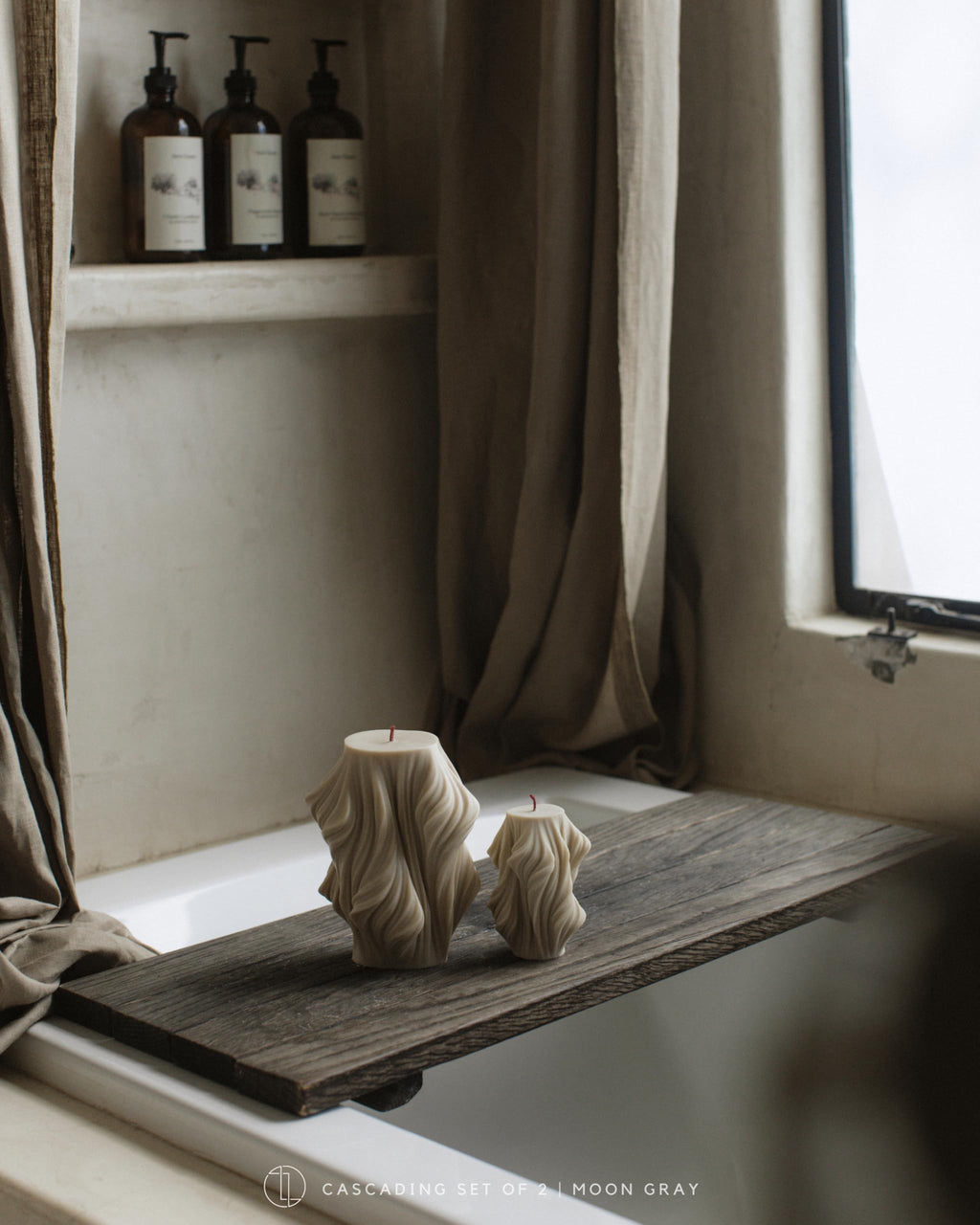 LAWA Cascading Wave Candle - Large Beautiful Handmade Pillar Scented Soy Wax Elegant Bubble Aesthetic Candle Housewarming Gift Home Room Shelf Decor Idea Olive Beige (Large)