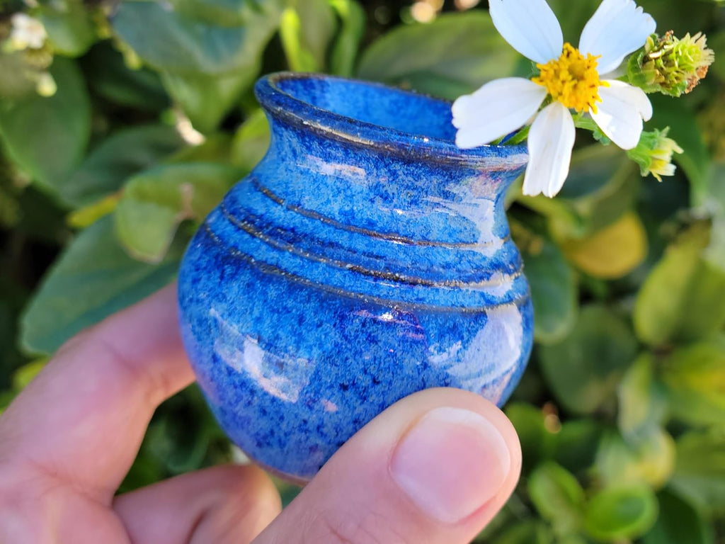 Handmade Dandelion Flower Pot for New Mommy to Be - Miniature Pottery Vase for Baby Shower Favor Presents Green (Miniature Vase w/Gift Bag)