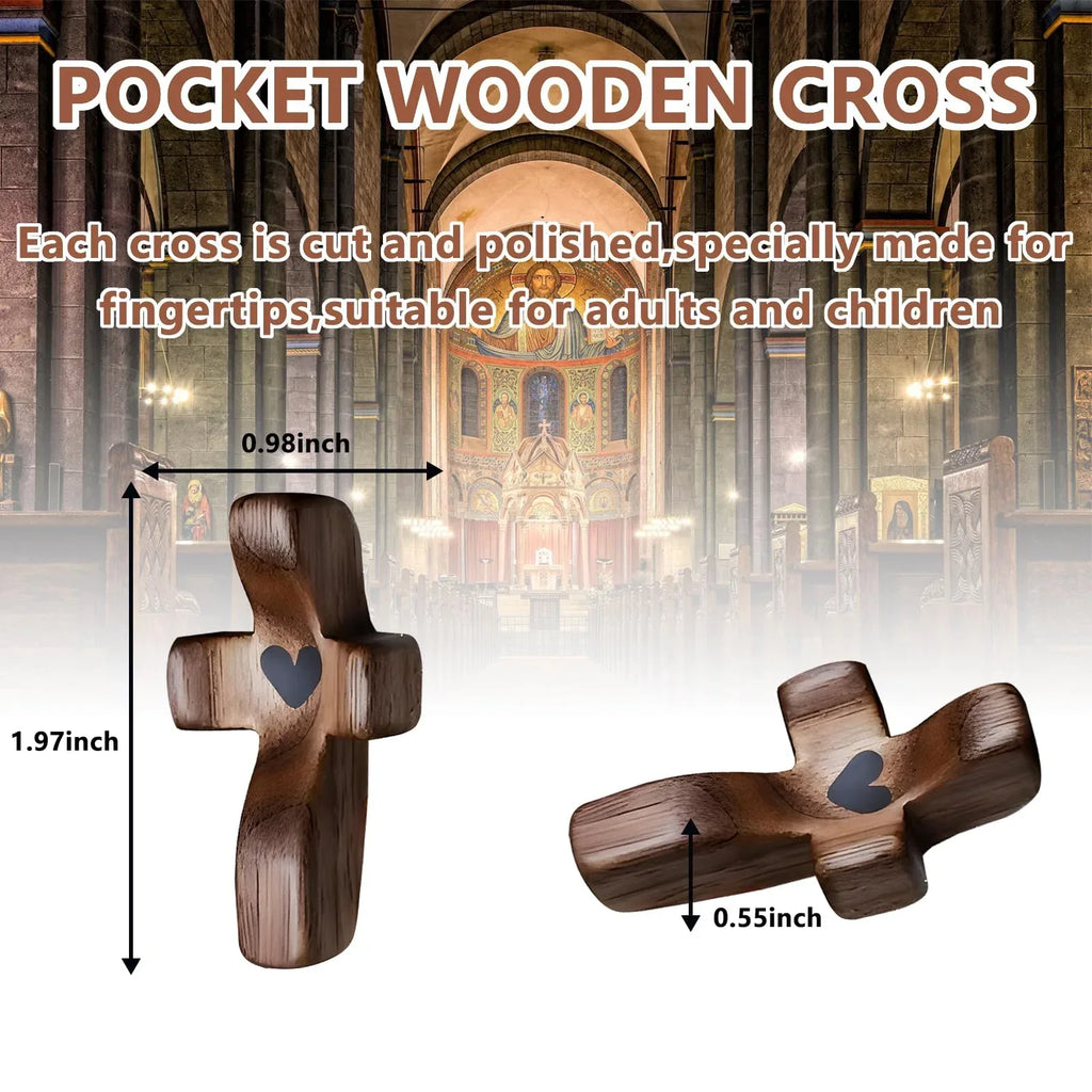 3-Pack Wooden Cross Fidget, Handmade Pocket Wood Crosses, Cross My Heart | Encouragement Gift, Relieve Anxiety for Yourself, Inspirational Easter Gift for Christian Faith, Prayer, Valentines Day Gifts - Handmade Lifestyle Shop