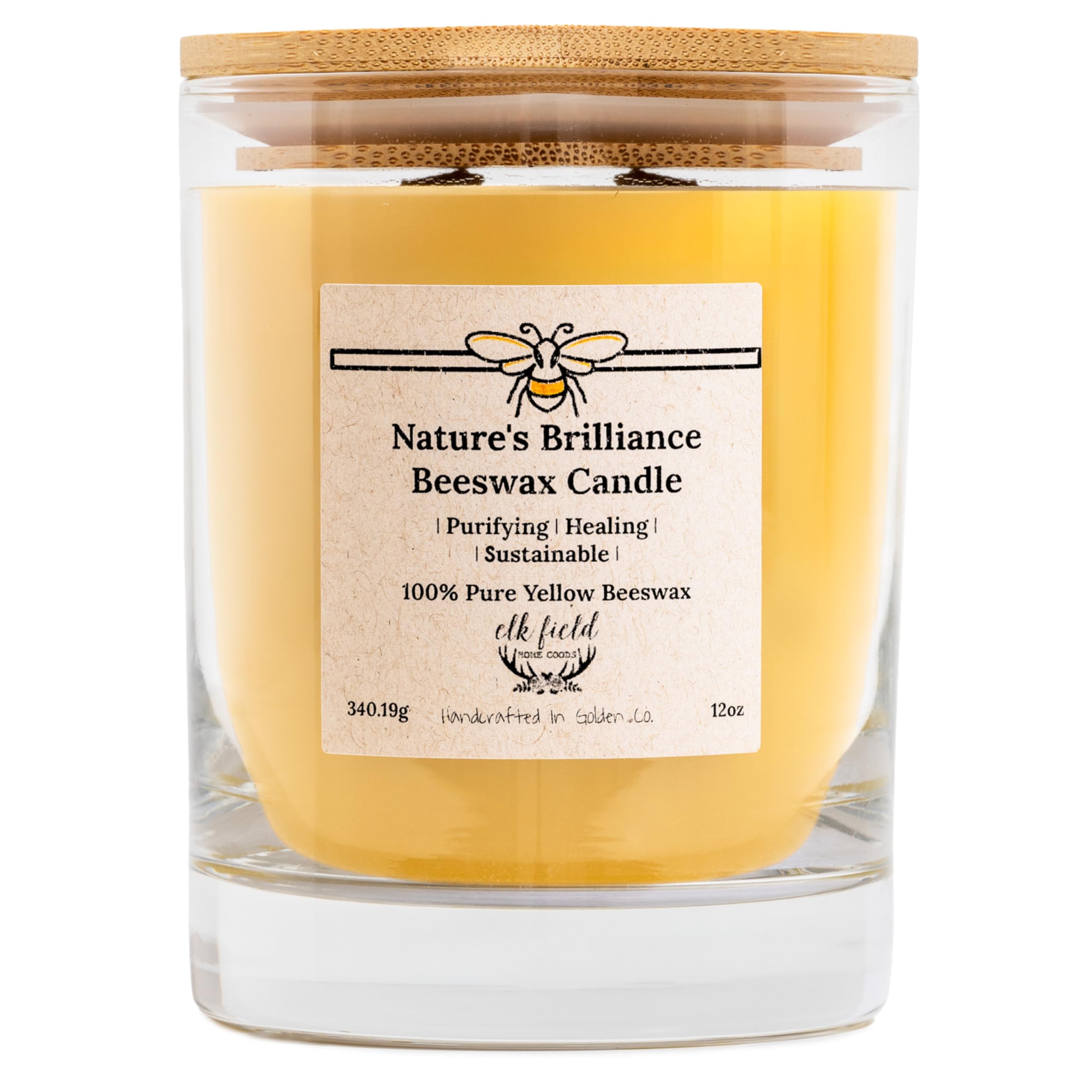 Berries Organic Beeswax Candle | 2 Ingredients | 100% Pure Beeswax Candles, Non Toxic, Natural, Organic Candles, Beeswax Candles Scented, Non Toxic Candles, 80 Hour, 10oz