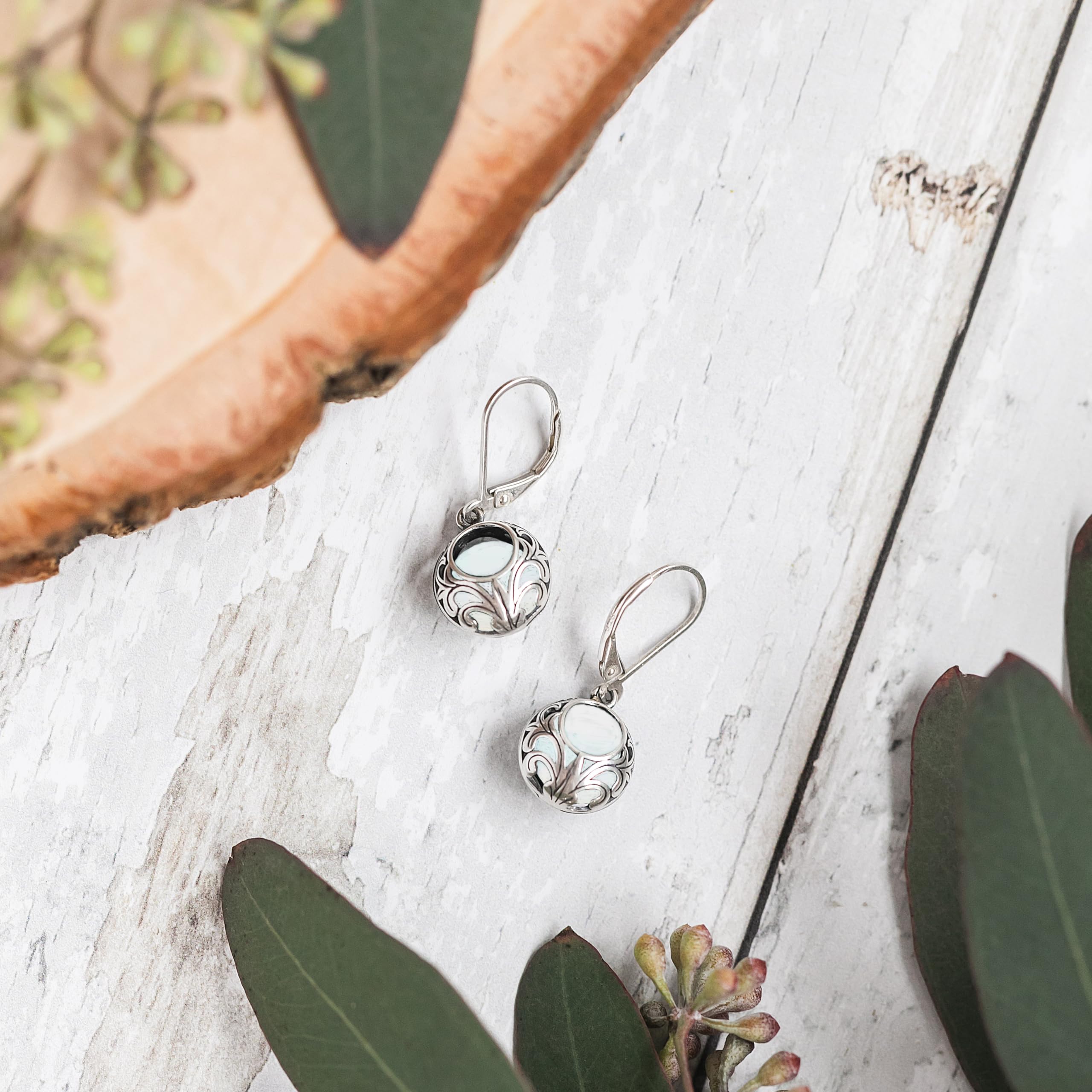 Bottled Up Designs Handmade Vintage Lace Leverback Earrings, Sterling Silver, Eco Friendly, Made in USA, Birthday Gifts, Mothers Day, Women, Anniversary