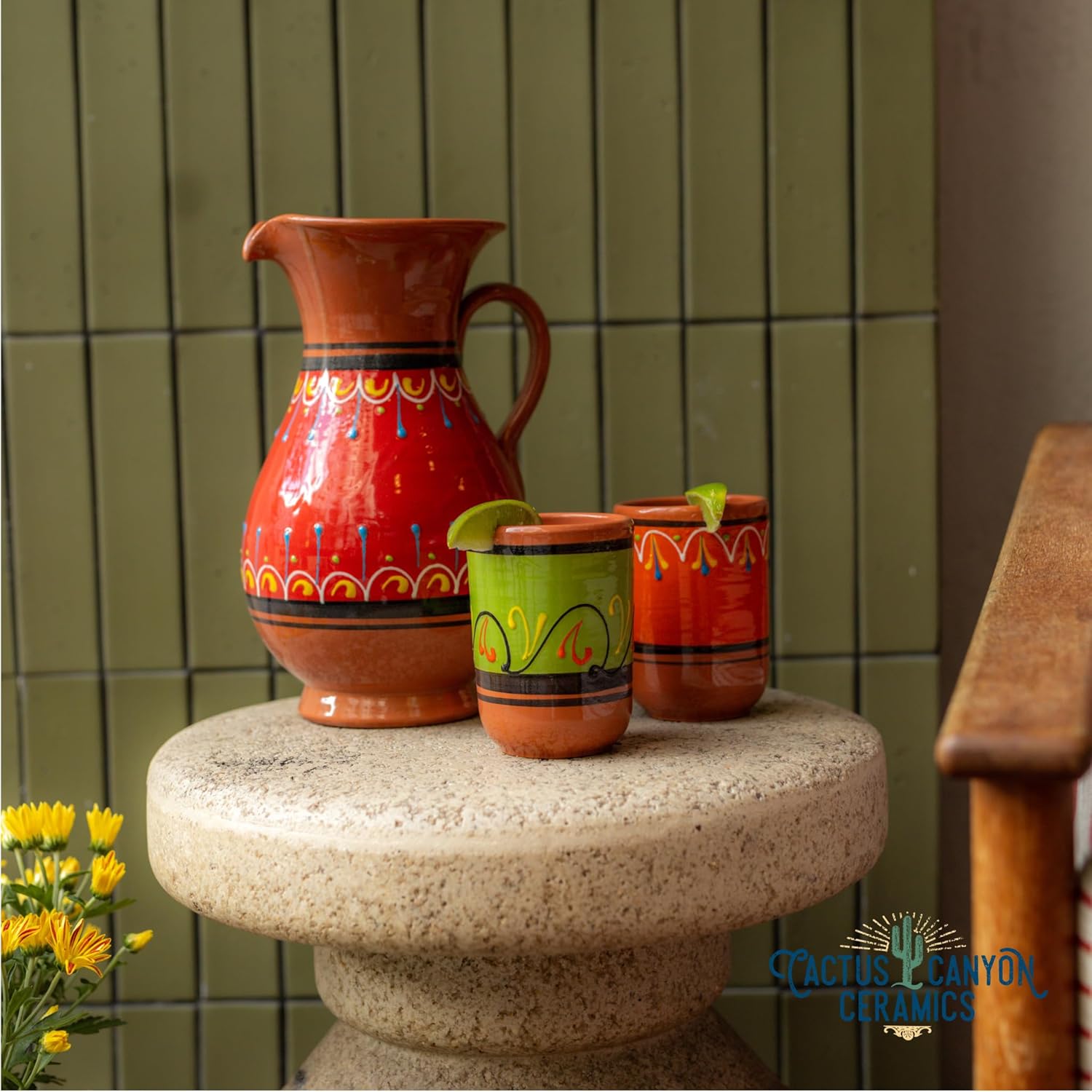 Cactus Canyon Ceramics Spanish Terracotta 5-Piece Cup Set, White