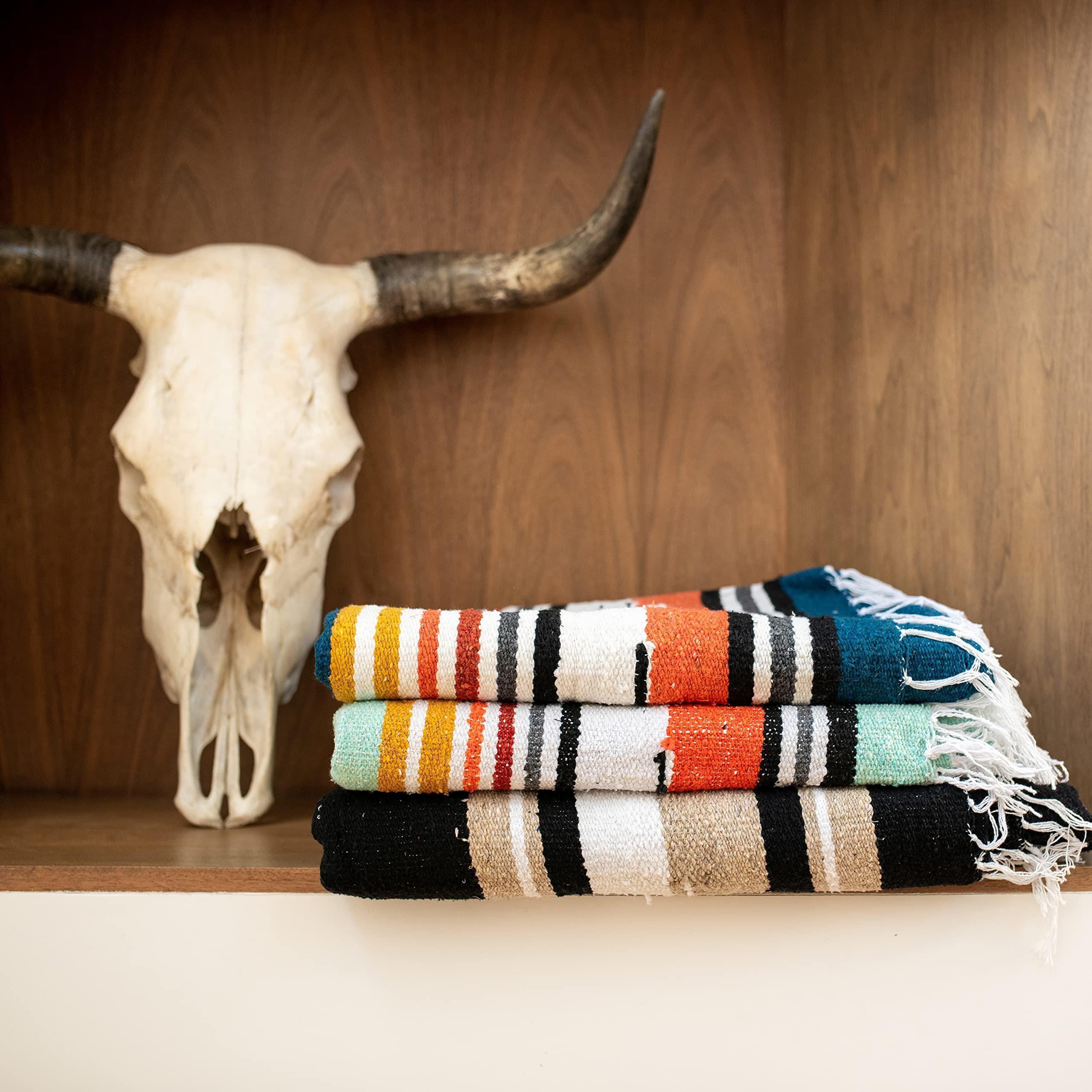 Tan Mexican Blanket by Laguna Beach Textile Co - Beach, Yoga, Camping, or Decorative Throw Blanket - Traditional Handmade Serape - Wheat Sol - Handmade Lifestyle Shop