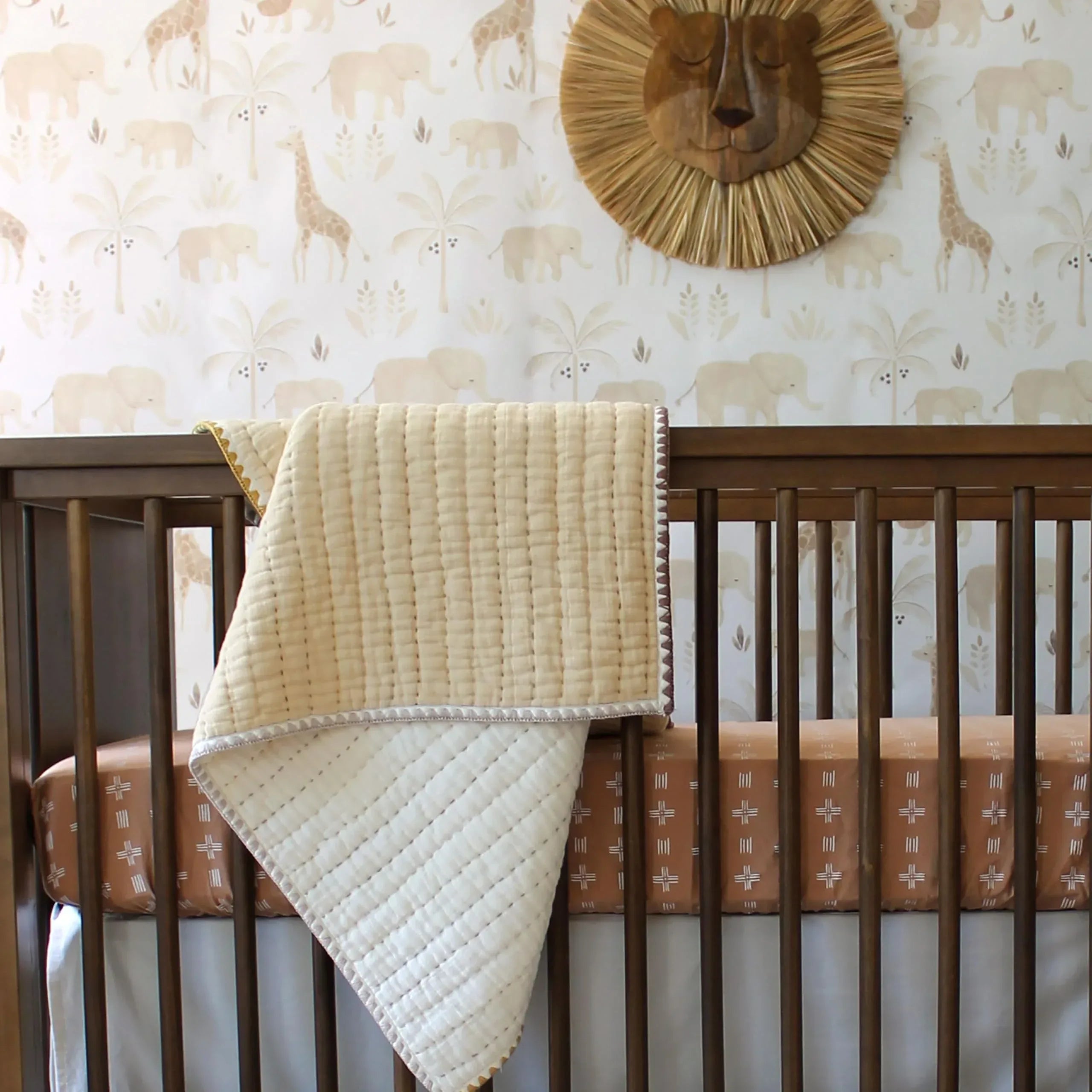 Crane Baby Wooden Safari Wall Decor, Wood Animal Nursery Wall Art, Boho Gender-Neutral Safari Room Decor Elephant 21L X 21W Brown - Handmade Lifestyle Shop