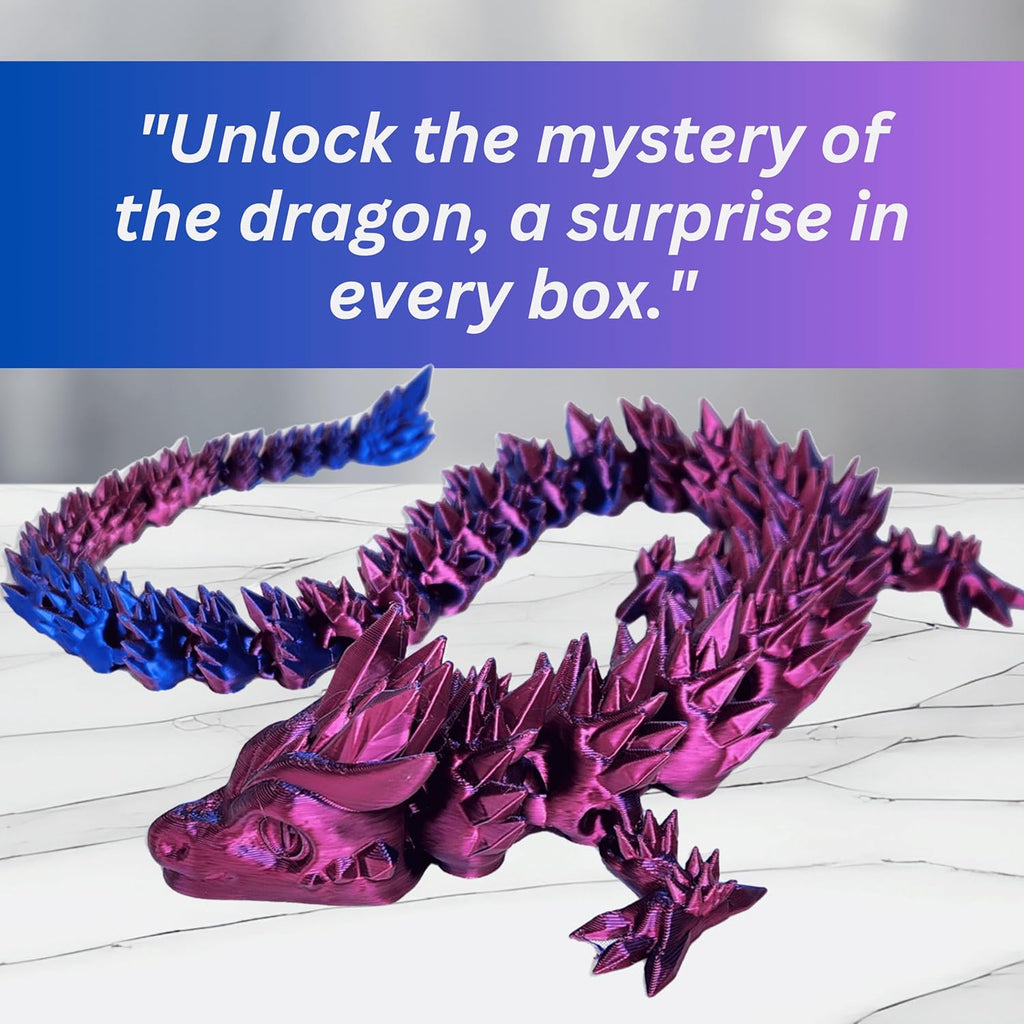 20" Articulated 3D Printed Dragon – Color-Changing Fidget Figurine, Mythical Figure, Made in USA, 3D Printed Toys - Valentines Day Gift for Boys and Girls (Rainbow with Blue Egg)